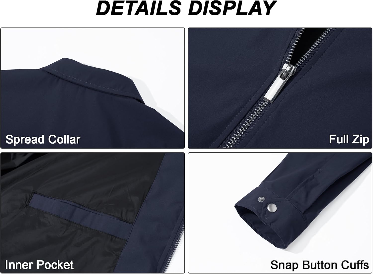 MAGCOMSEN Men's Lightweight Jackets Full Zip Up Light Coat Laydown Collar Jacket Casual Windbreaker Jacket with Zip Pockets - Image 7