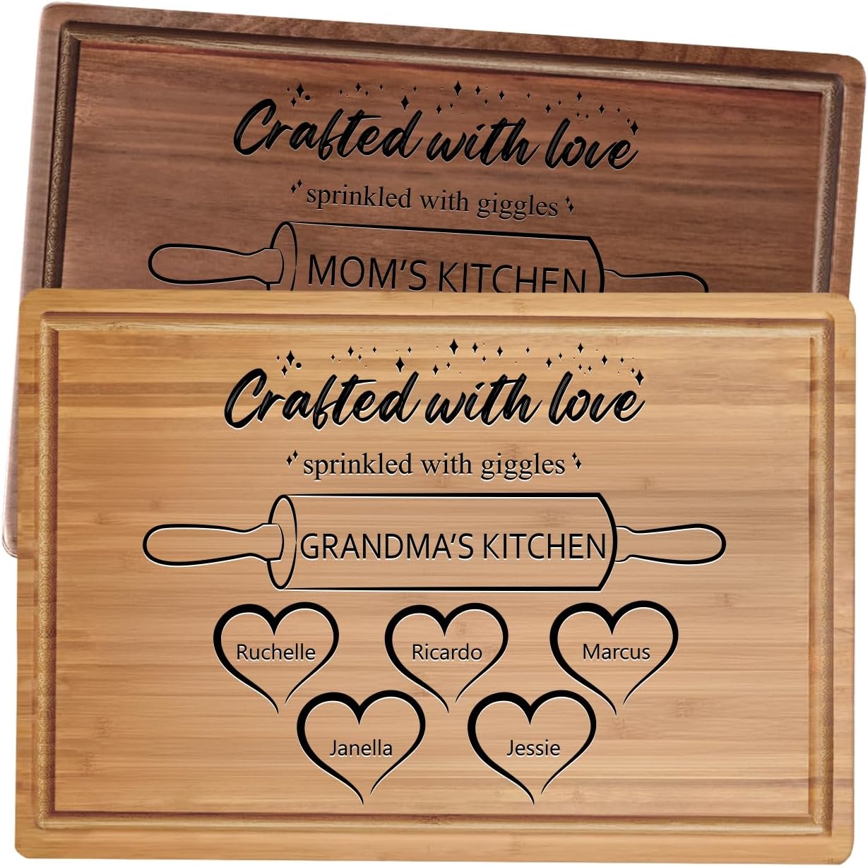 Personalized Mothers Day Gift for Grandma, Mom, Custom Cutting Board with Kids Names for Mom, Nana, Parents, Grandma's Kitchen, Customized Mom and Grandma Gift