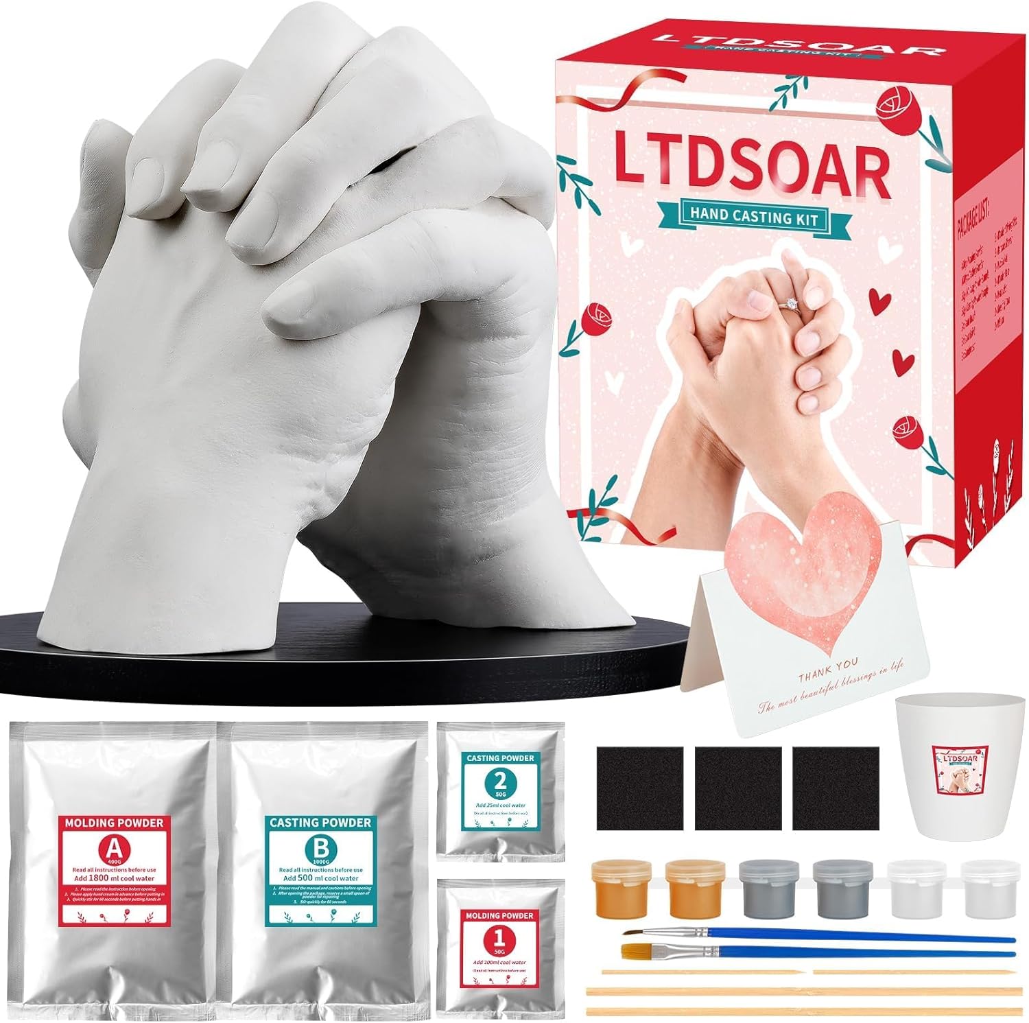 LTDSOAR Hand Casting Kit, Couples with Practice Kit, Hand Mold Kit for Adults & Kids, Romantic Anniversary Wedding Birthday for Her or Him,Boyfriend Girlfriend Unique Christmas Stocking Stuffers Gift - Image 8