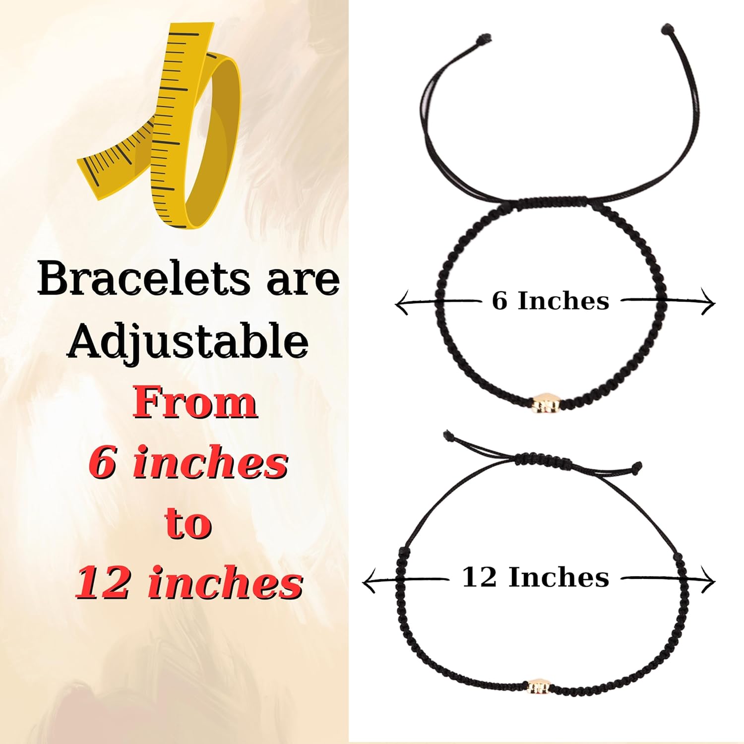 2 Pcs Red Black Color Matching Bracelets for Best Friends and Couples Gift for Her Him Birthday Boyfriend Girlfriend Besties Friendships - Image 5