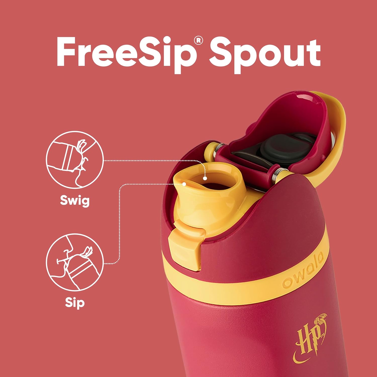 Owala Harry Potter FreeSip Insulated Stainless Steel Water Bottle with Straw, BPA-Free Sports Water Bottle, Great for Travel, 24 Oz, Gryffindor - Image 2