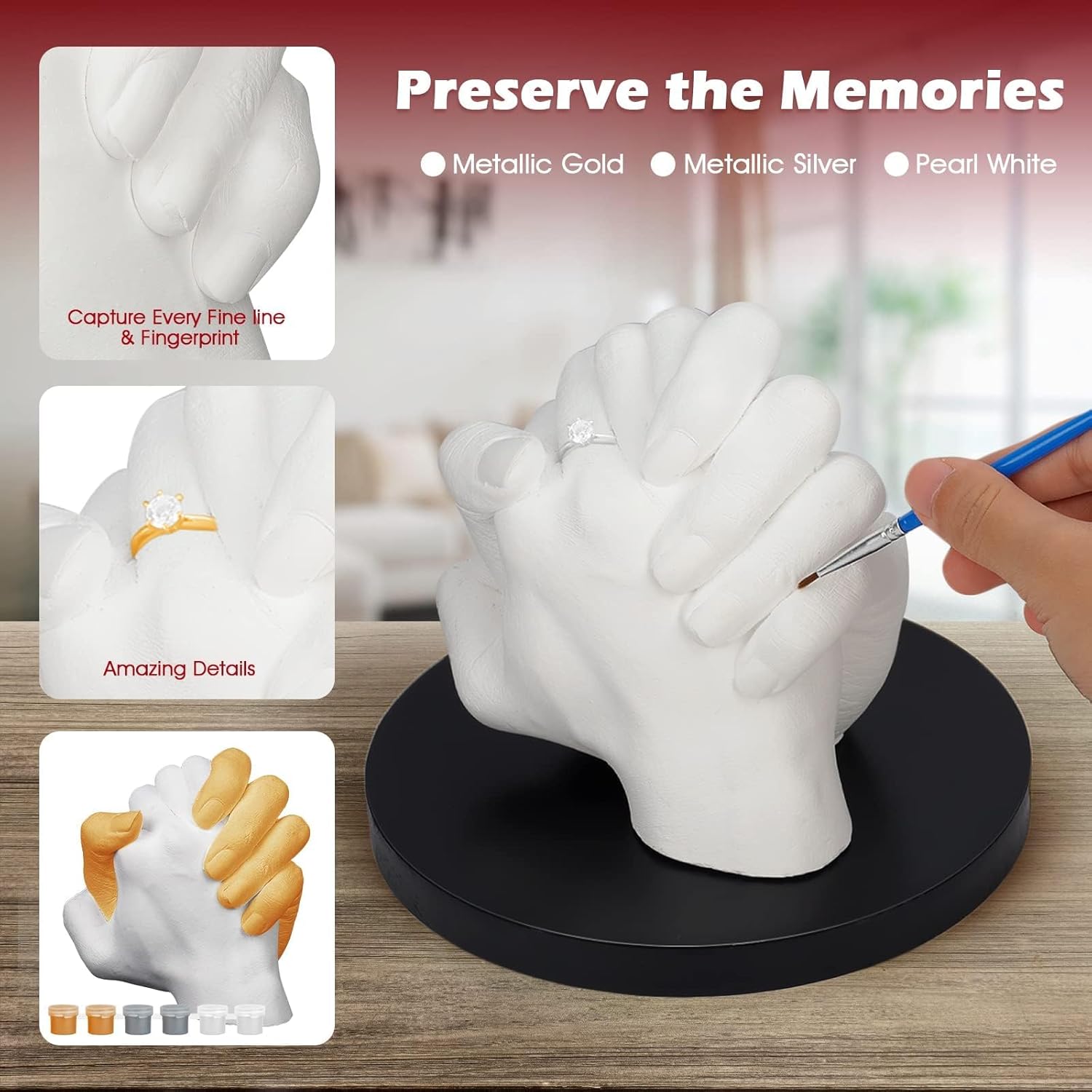 LTDSOAR Hand Casting Kit, Couples with Practice Kit, Hand Mold Kit for Adults & Kids, Romantic Anniversary Wedding Birthday for Her or Him,Boyfriend Girlfriend Unique Christmas Stocking Stuffers Gift - Image 3