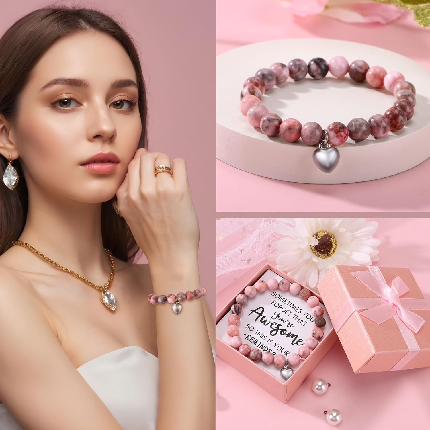 Birthday Gifts for Women Self Care Gift Set, Pink Relaxing Spa Gifts Basket Women Care Package Get Well Soon Gifts, Unique Christmas Presents for Mom Her Wife Sister Grandma, Thinking of You Gifts - Image 6
