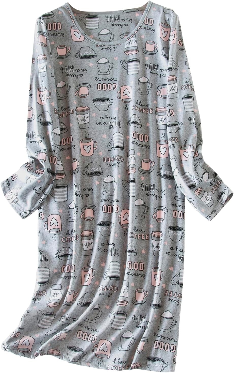 American Trends Womens Long Sleeve Nightgowns Sleep Shirts Night Shirts Night Gown House Dresses Ladies Night Dress