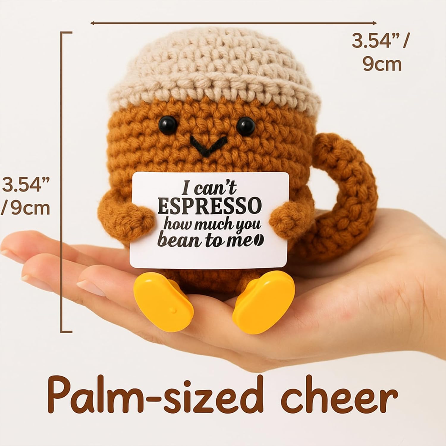 Christmas Stocking Stuffers Birthday Gifts for Women Men Positive Crochet Coffee Cup Desk Decor–Cute Coffee Lover Gift for Best Friend Girlfriend Couple Wife Husband Anniversary Thank You - Image 4