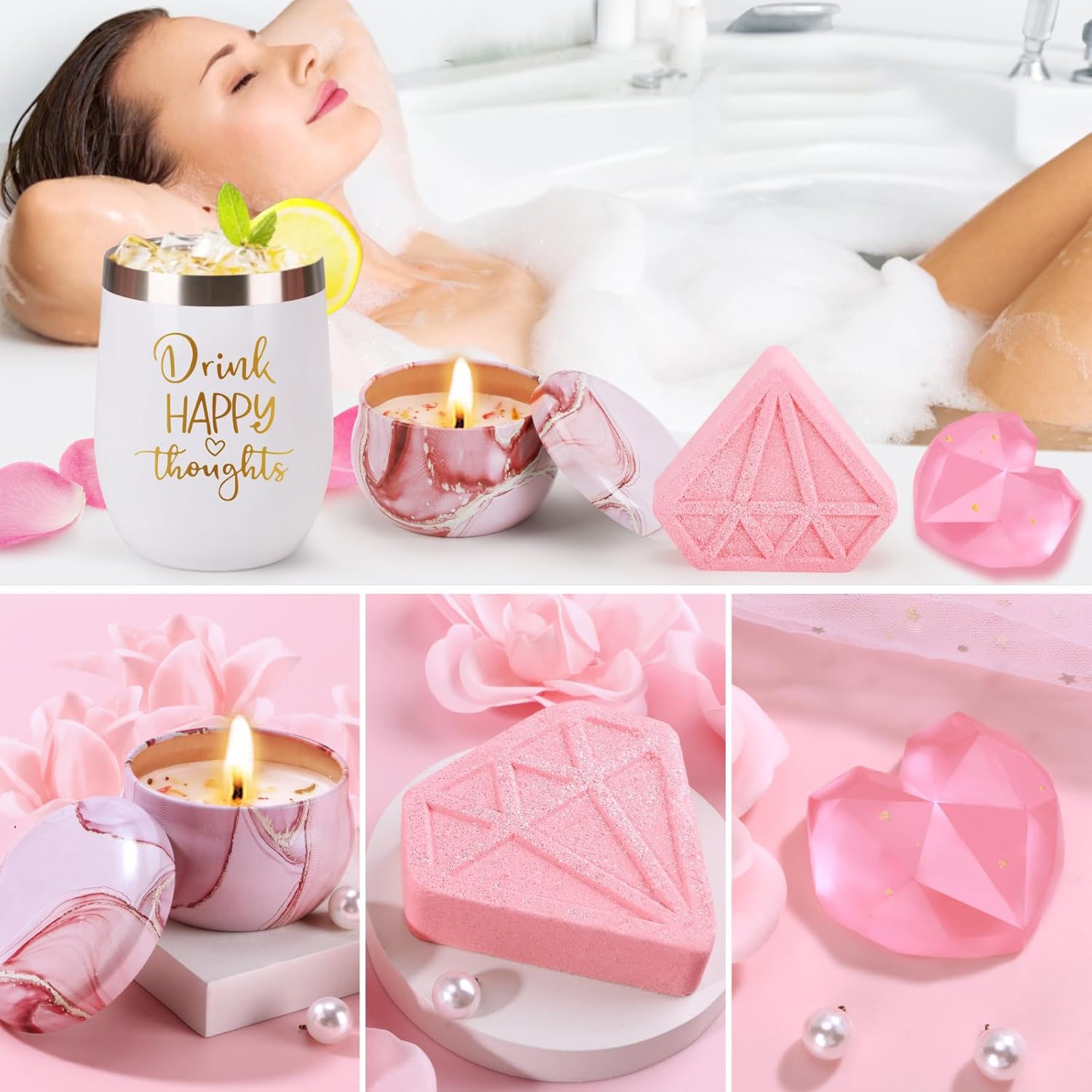 Birthday Gifts for Women Self Care Gift Set, Pink Relaxing Spa Gifts Basket Women Care Package Get Well Soon Gifts, Unique Christmas Presents for Mom Her Wife Sister Grandma, Thinking of You Gifts - Image 3