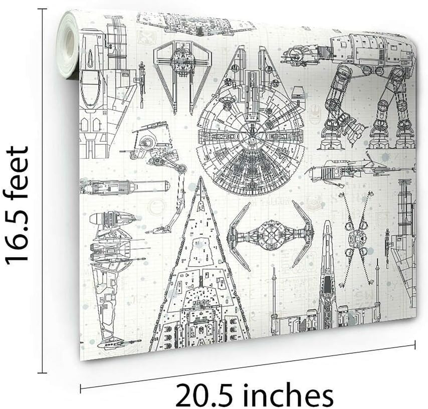 Star Wars Blueprint Blue Peel & Stick Wallpaper by RoomMates, RMK11036WP - Image 3