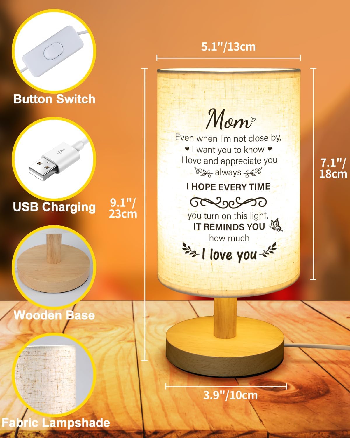 Mom Birthday Gifts from Daughter Son, Christmas Mom Gifts from Daughter Son, Unique Mothers Day Valentine Gifts for Mother, Beautiful Mother Lamp Gifts for Home Decoration - Image 4