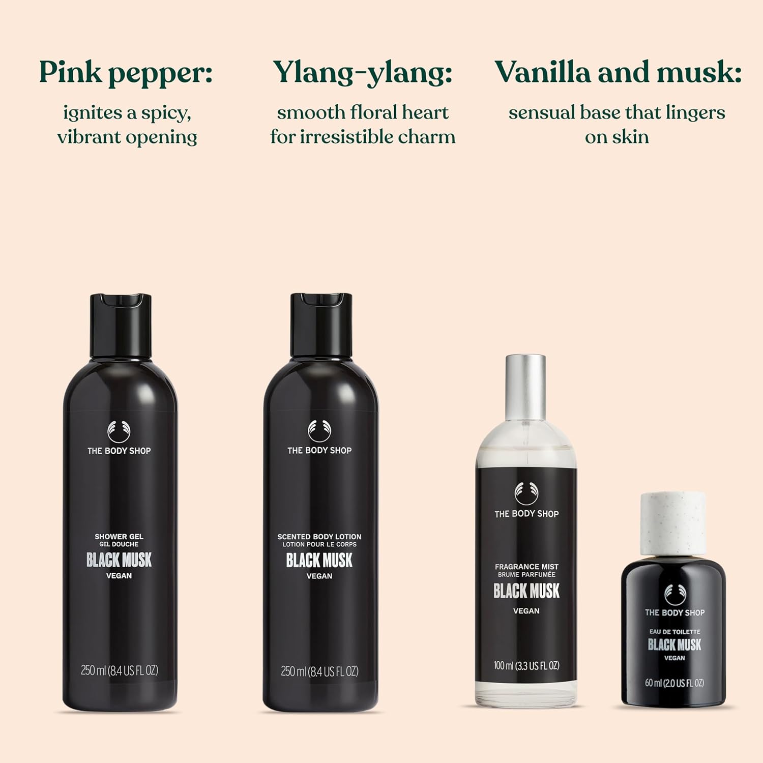 The Body Shop Black Musk Gift Box- 4 Piece Set, Includes Shower Gel, Body Lotion, Fragrance Mist and Eau De Toilette, Vegan - Image 3