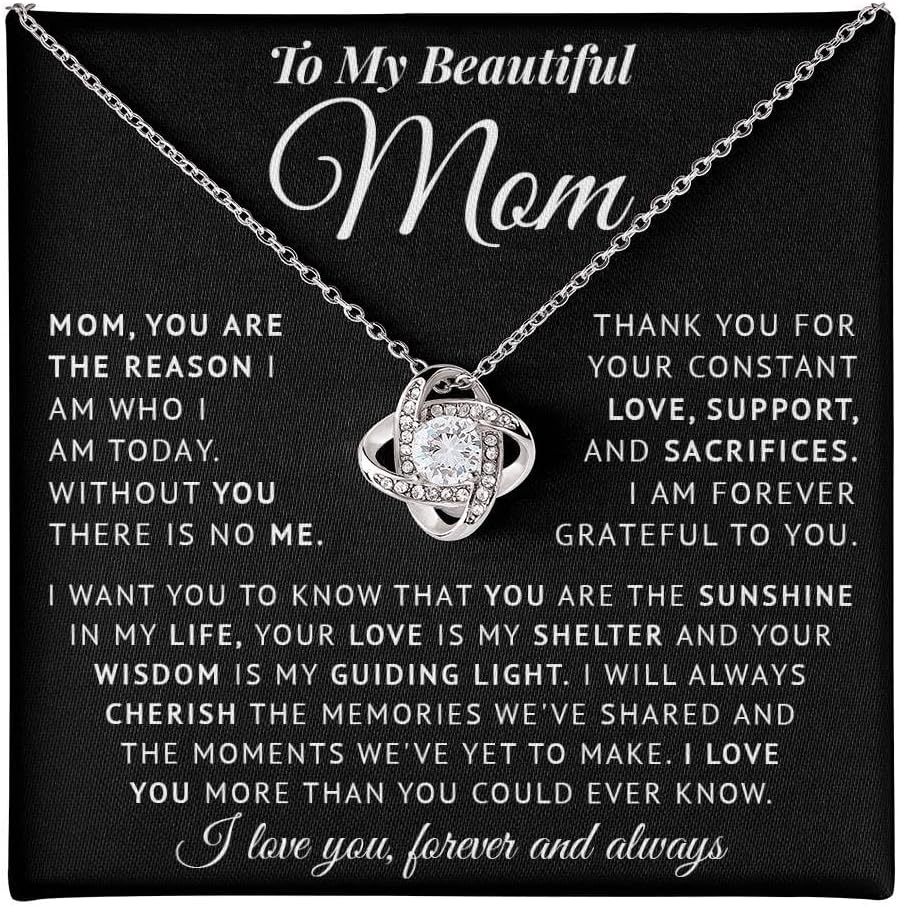To My Mom Necklace Gifts Meaningful Gift to Mom from Son Without You There Is No Me – I Love You Necklace, Sentimental Mother's Day Gift for Mom from Son, Unique Moms Birthday Gift Ideas