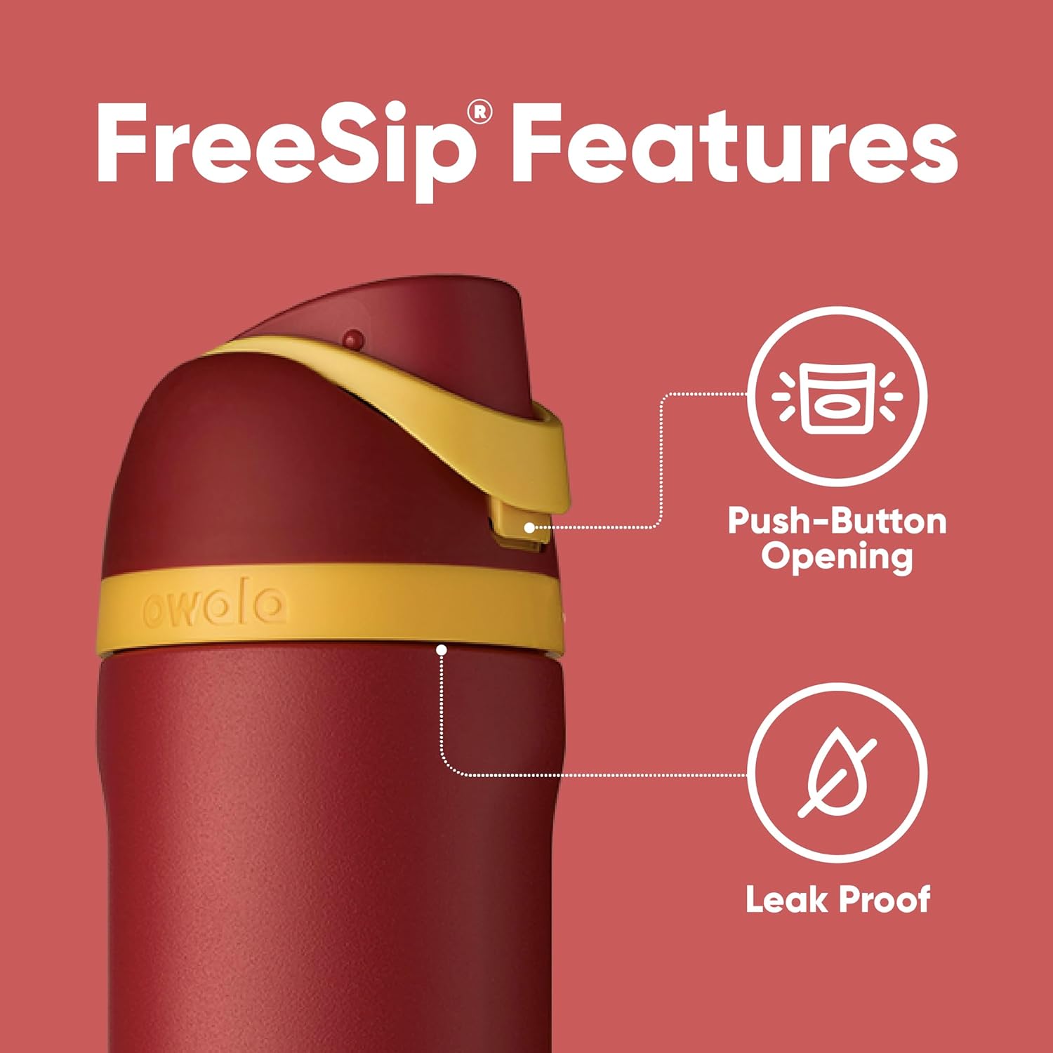 Owala Harry Potter FreeSip Insulated Stainless Steel Water Bottle with Straw, BPA-Free Sports Water Bottle, Great for Travel, 24 Oz, Gryffindor - Image 4