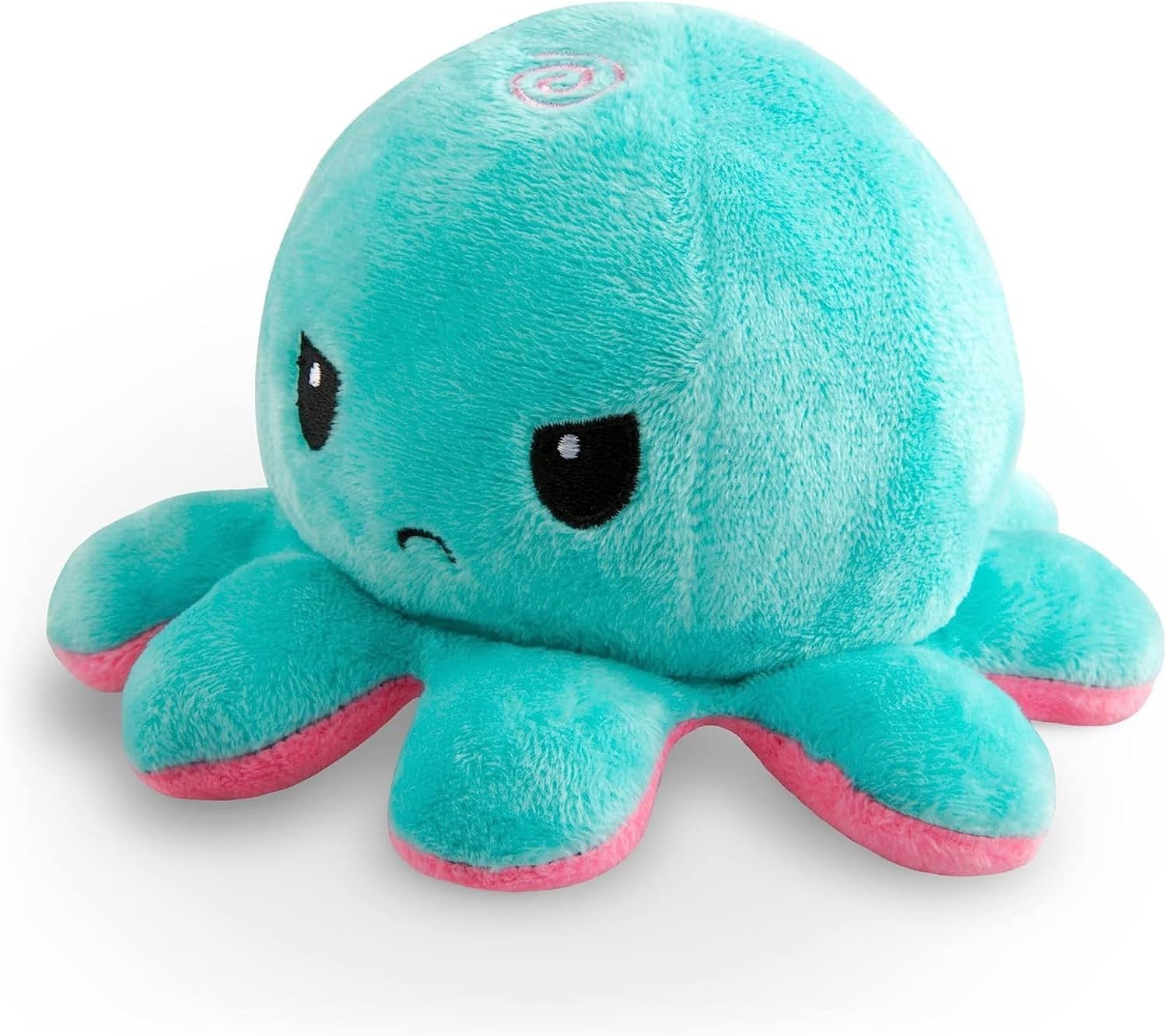 TeeTurtle Reversible Pink and Aqua Octopus Plushie - 4-Inch Two-Sided Flip Plush Toy with Embroidered Details - Cute Mini Collectible Plush for Kids, Teens, and Adults - Image 2