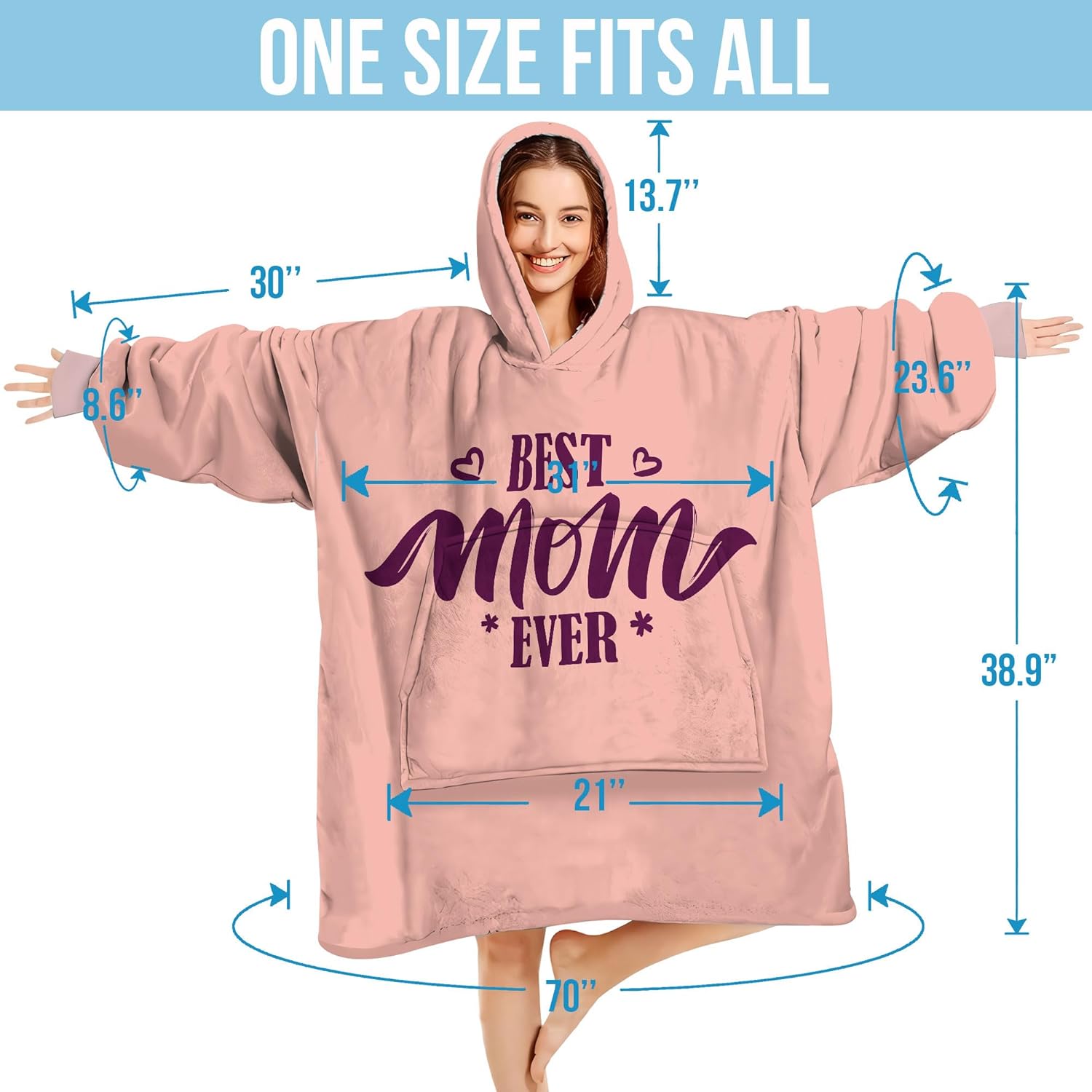Wearable Blanket Hoodie For Mom Wife Best Ever Hoodie- Christmas Gift From Husband Daughter Anniversary Birthday - Image 6