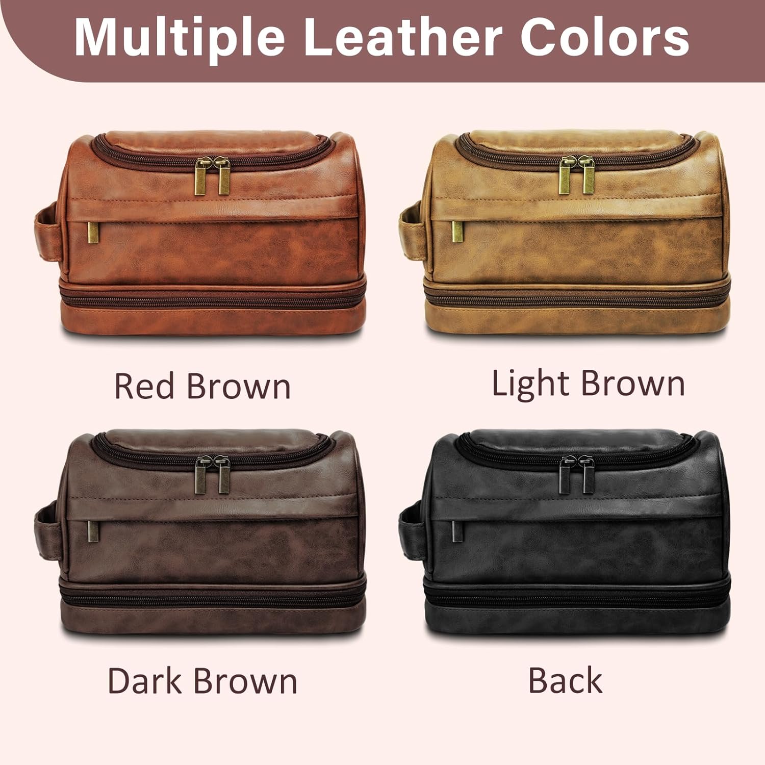 Personalized Toiletry Bag for Men Him, Gifts for Men, Custom Leather Travel Bag Shave Kit, Engraved Pattern Text, Ideal Christmas Gift for Dad, Birthday, Boyfriend, Anniversary, Husband, Son - Image 4