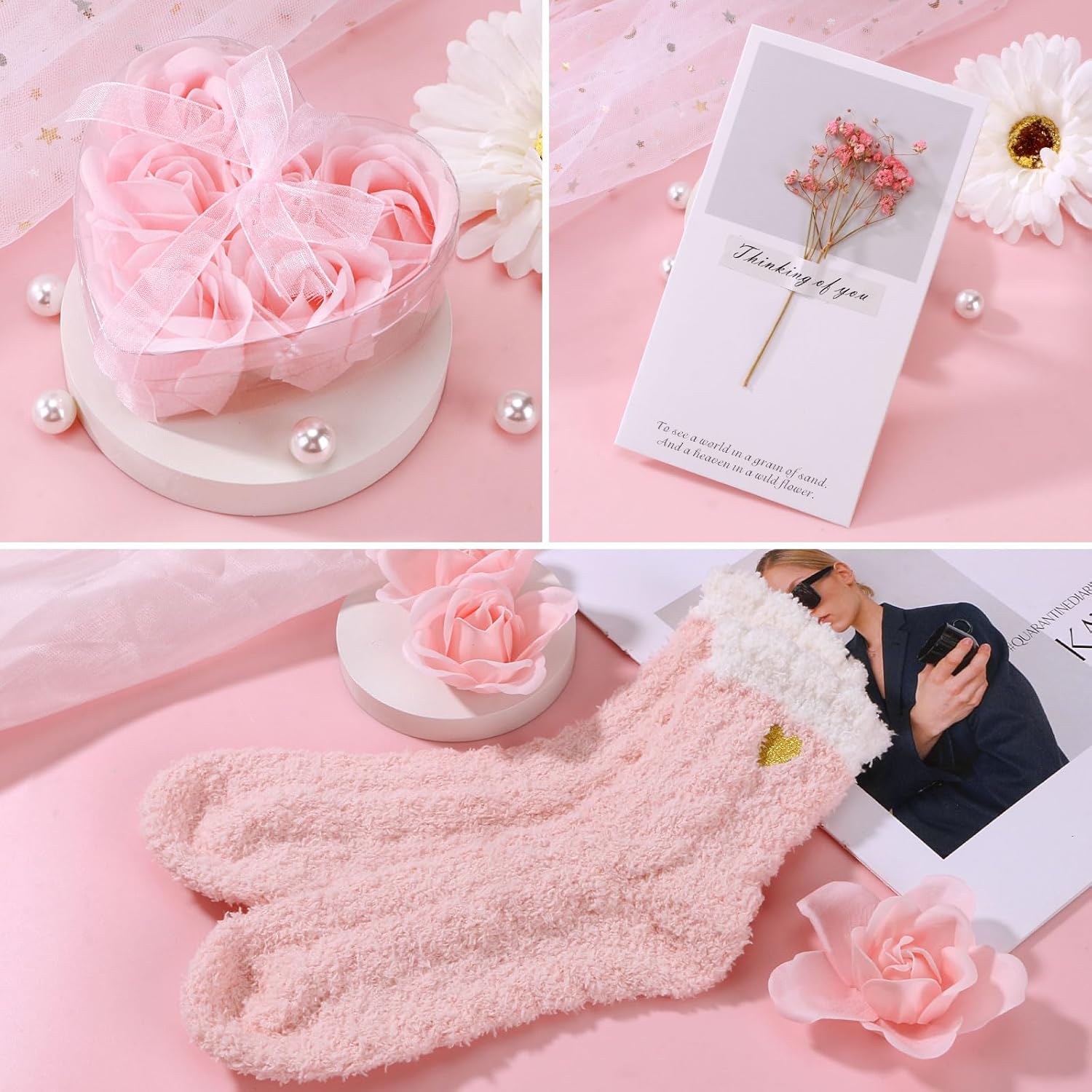Birthday Gifts for Women Self Care Gift Set, Pink Relaxing Spa Gifts Basket Women Care Package Get Well Soon Gifts, Unique Christmas Presents for Mom Her Wife Sister Grandma, Thinking of You Gifts - Image 5
