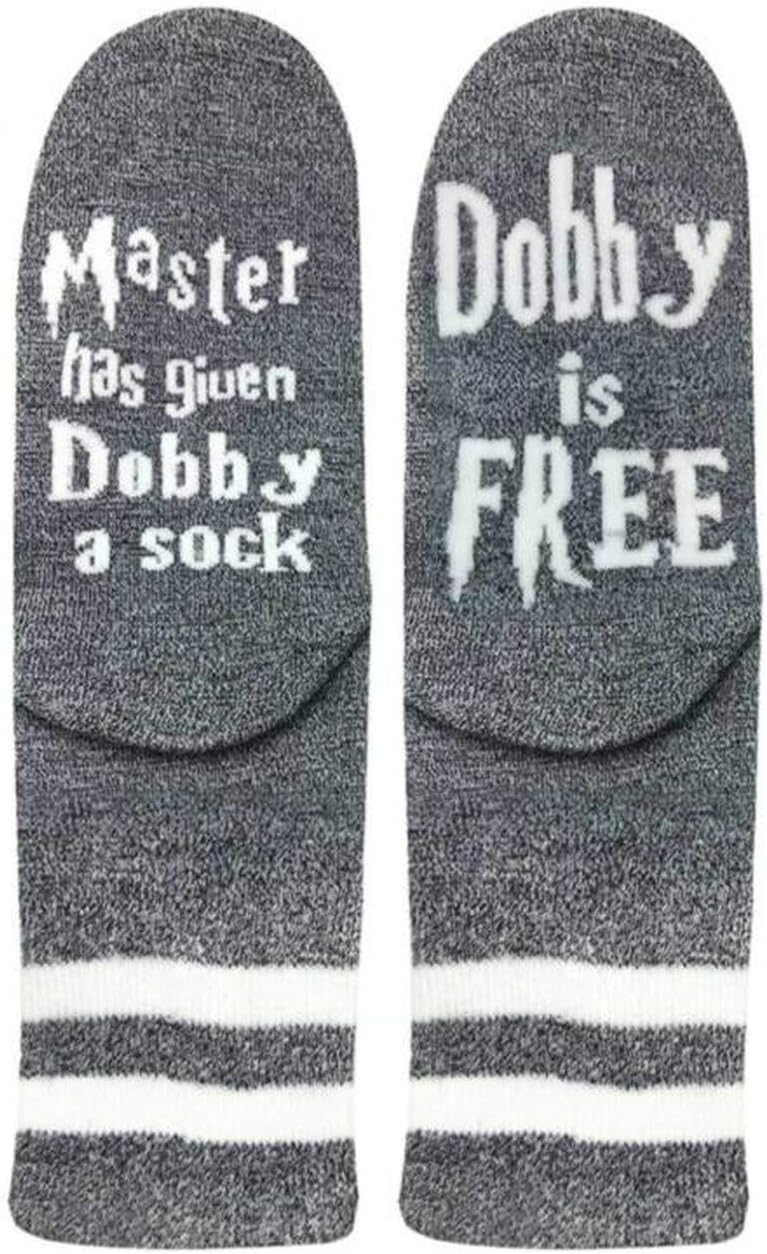Dobby Socks, Dobby Is Free Knitted Words Unisex Combed Cotton Novelty Socks 1pack - Image 2