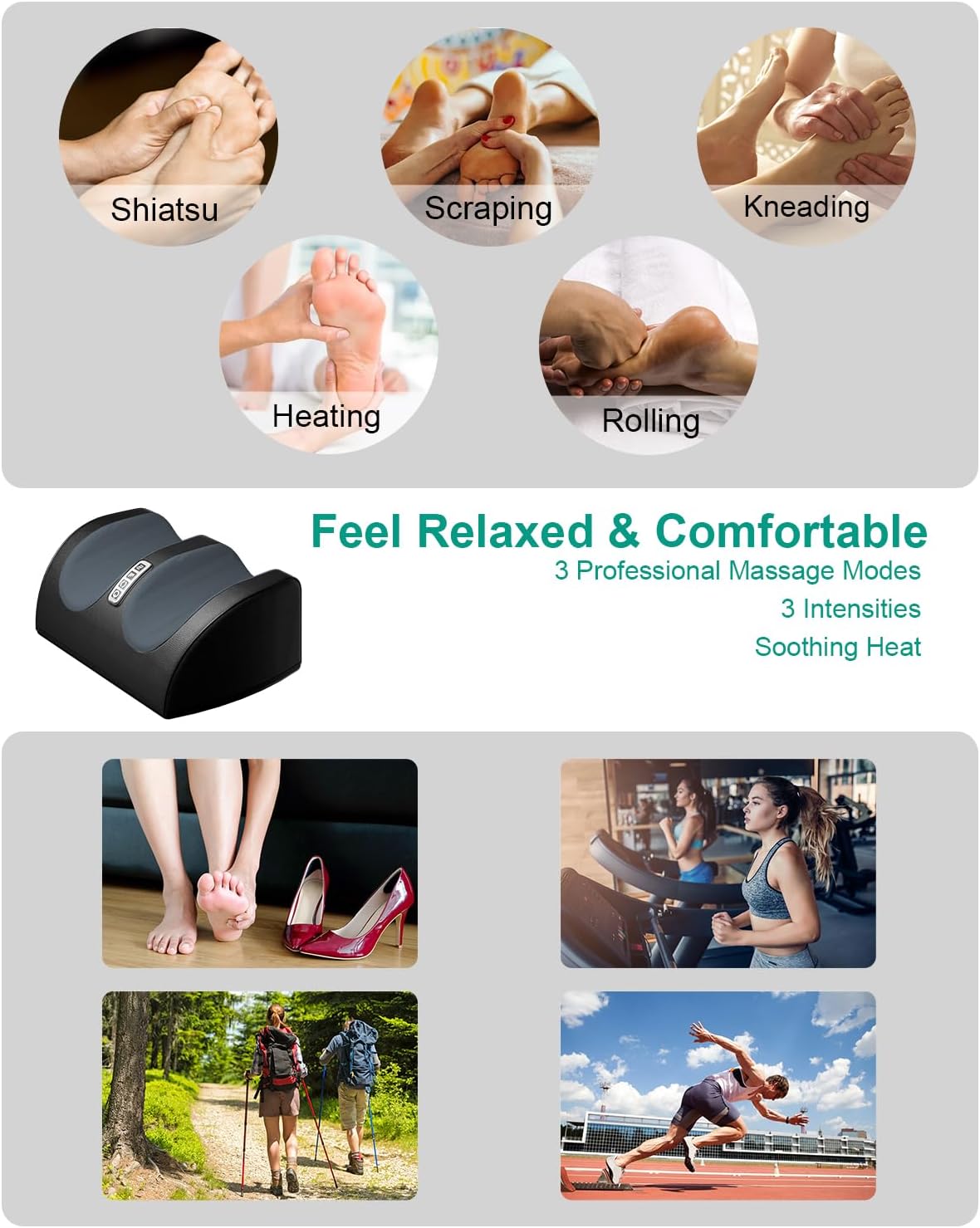 Shiatsu Foot Massager Machine with Heat, Foot and Calf Massager with Massage Roller, Deep Tissue Massager for Plantar Fasciitis, Pain Relief, Promotes Blood Circulation, Gifts for Women & Men - Image 6