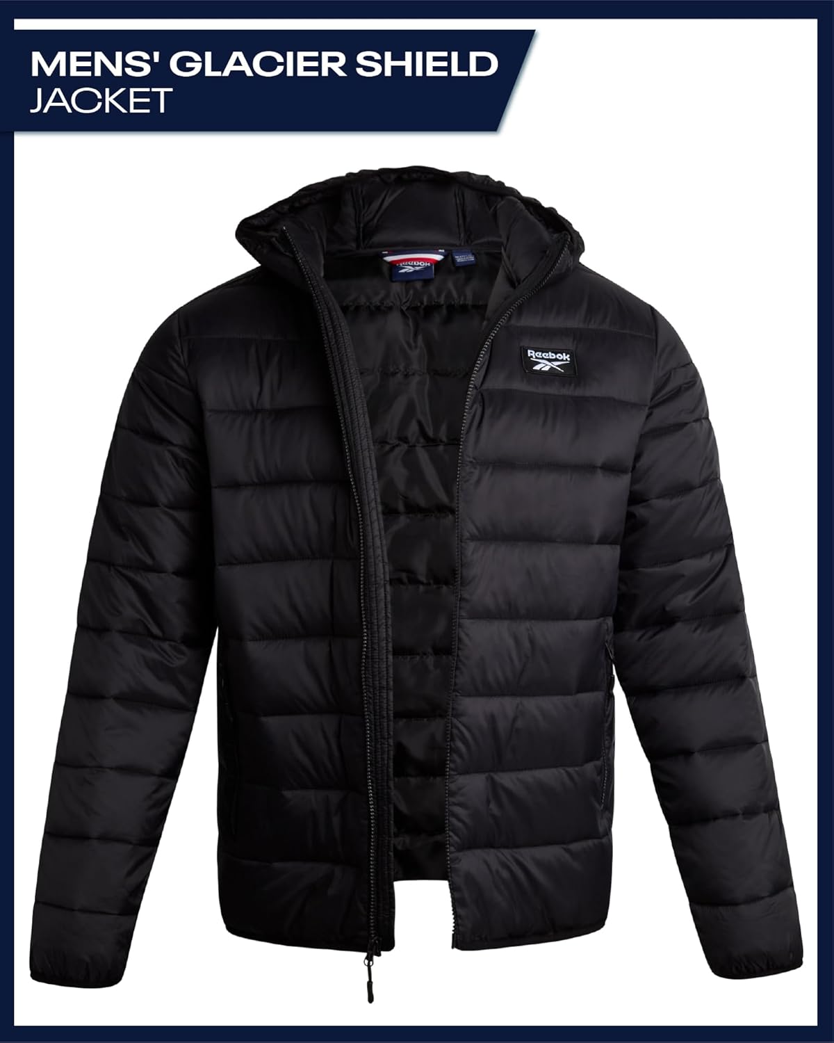 Reebok Mens Puffer Jacket - Lightweight Quilted Glacier Shield Plus Size Puffer Jackets for Men - Insulated Mens Winter Coats - Image 2