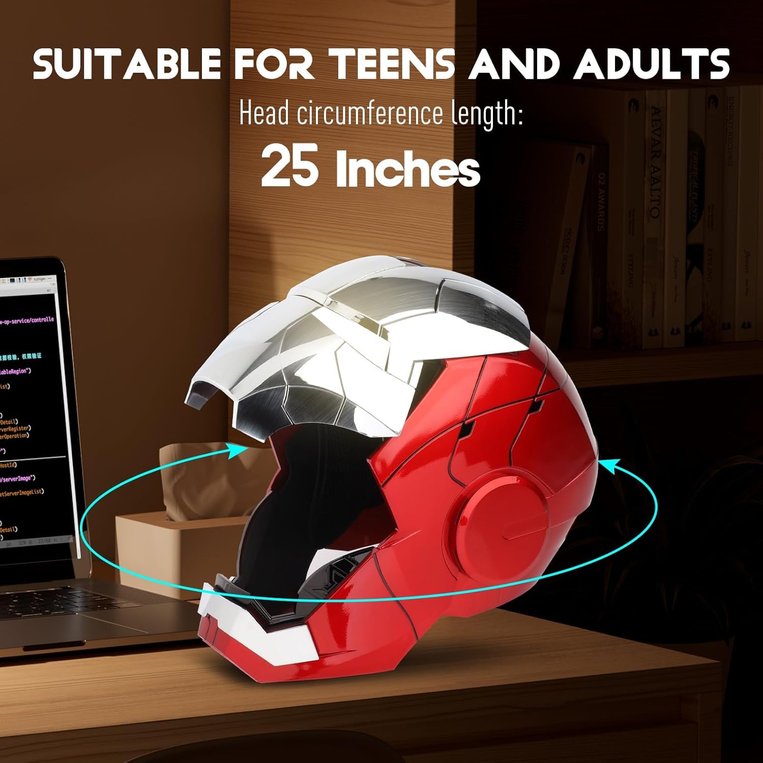 Iron-Man MK 5 Wearable Electronic Helmet: Voice & Remote Controlled, LED Eyes & Sound Effects, Perfect Super Hero Movie Prop and Figure for Adults Collectors- Ideal Gift for Halloween & Christmas - Image 3