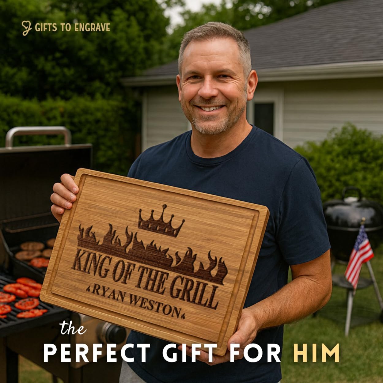 Personalized Gifts for Men Custom Engraved Cutting Board BBQ & Grilling Gift, Unique Grill Master Gift for Dad, Husband, or Father in Law Perfect Birthday or Christmas Gifts for Men 2025 - Image 2