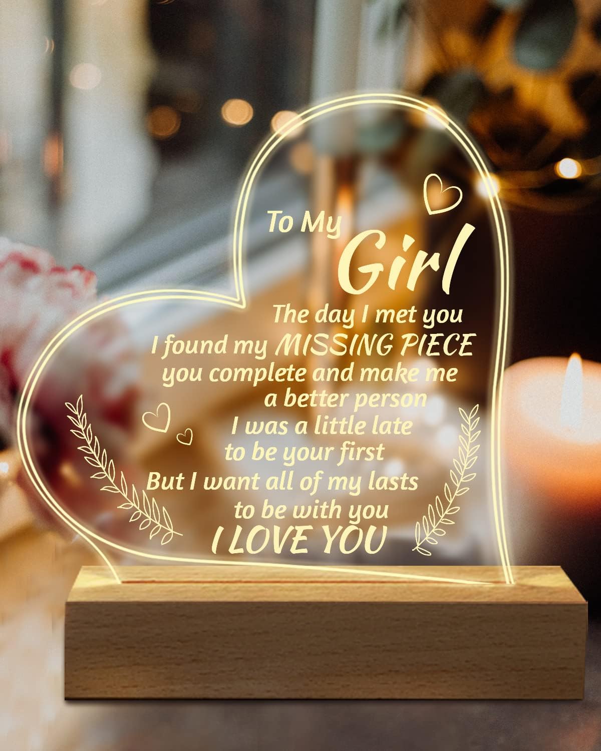 Romantic Gifts for Girlfriend, to My Girlfriend Engraved Night Light, I Love You Gifts for Her, Cute Girlfriends Anniversary Birthday Gifts for Her from Boyfriends - Image 2