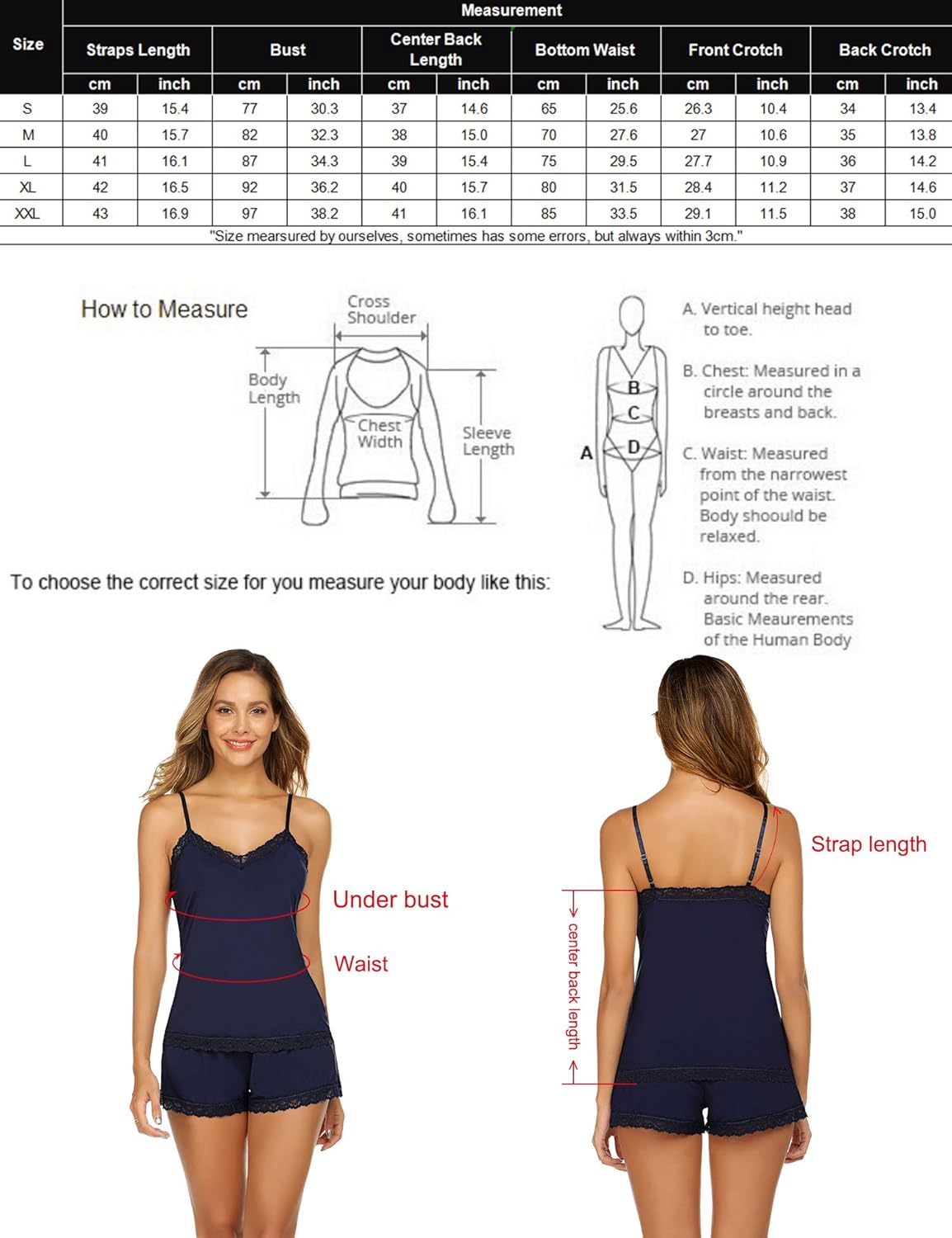 Avidlove Women Cami Pajama Set Modal Sleepwear Lace Trim Short PJ Set with Shorts - Image 7