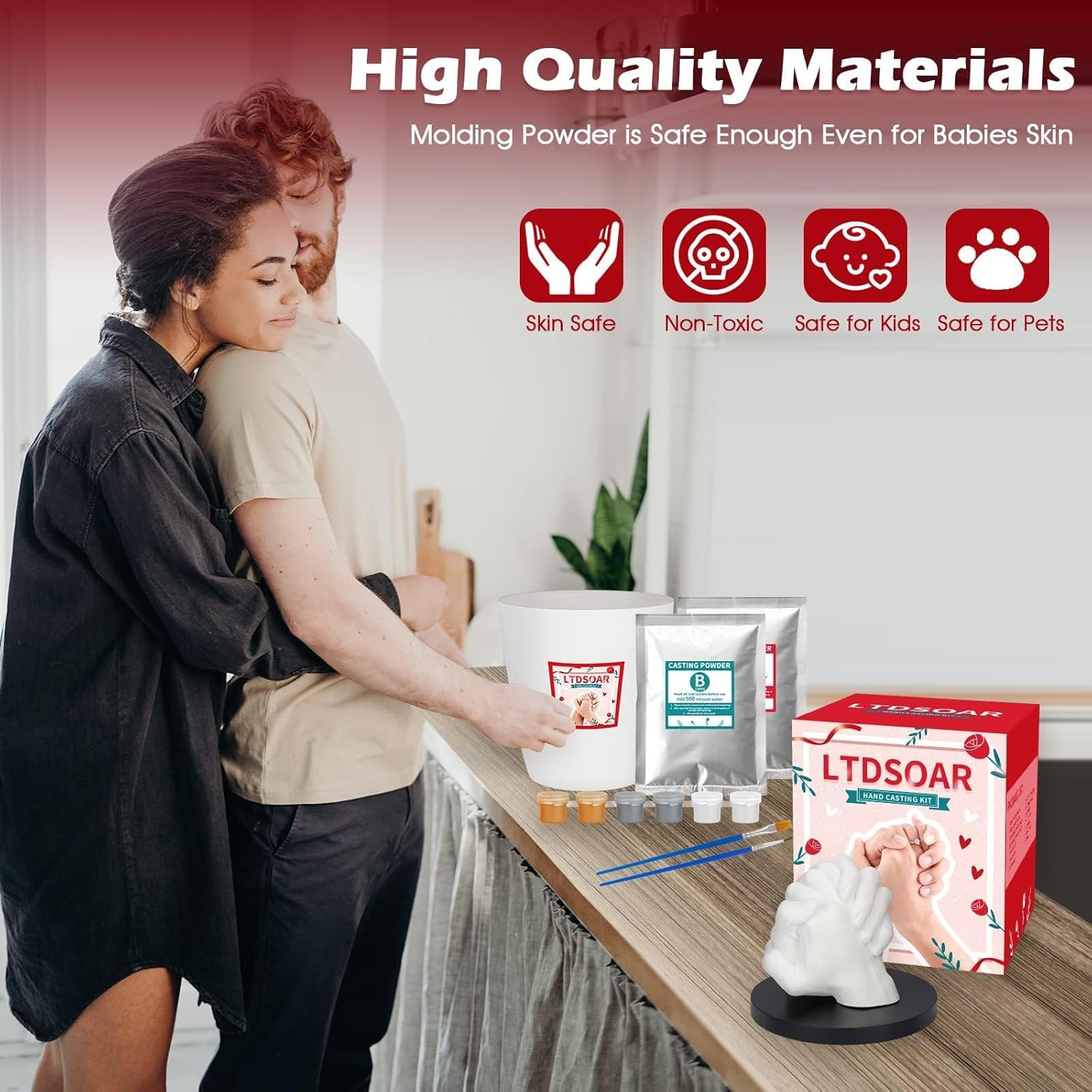 LTDSOAR Hand Casting Kit, Couples with Practice Kit, Hand Mold Kit for Adults & Kids, Romantic Anniversary Wedding Birthday for Her or Him,Boyfriend Girlfriend Unique Christmas Stocking Stuffers Gift - Image 2