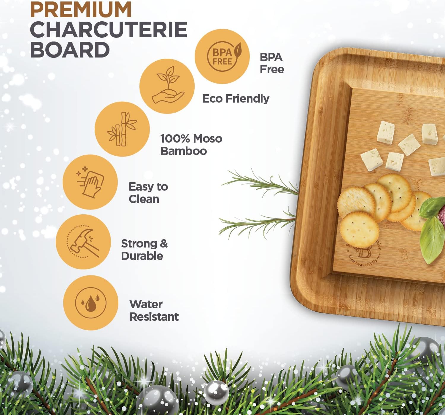 Charcuterie Board Gift Set - Bamboo Cheese Board and Knife Set - Housewarming Gifts for New Home, Wedding Gifts for Couples 2025, Bridal Shower Gifts, Birthday Gifts for Women - Image 5