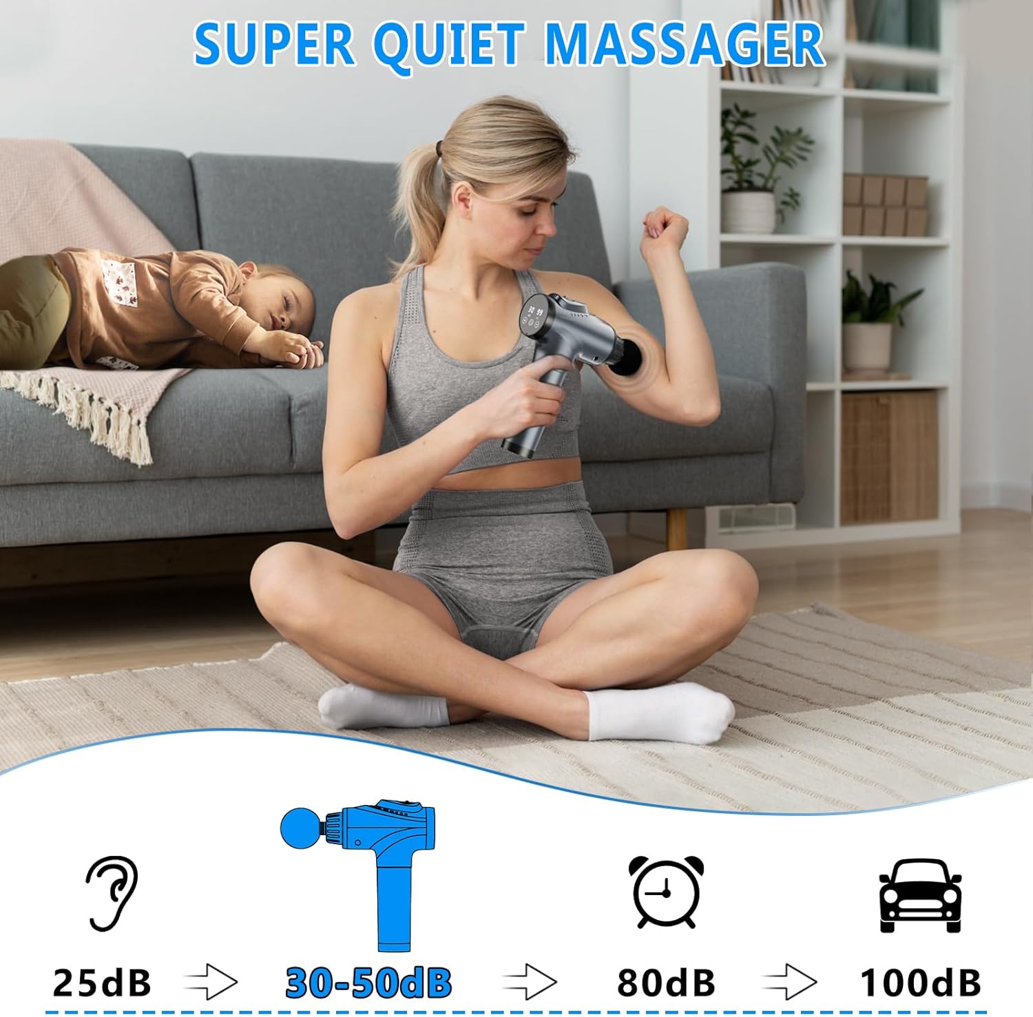 Massage Gun, Muscle Massage Gun for Athletes Handheld Electric Deep Tissue Back Massager, Percussion Massage Device for Pain Relief with 30 Speed Levels 9 Heads pcs - Image 4