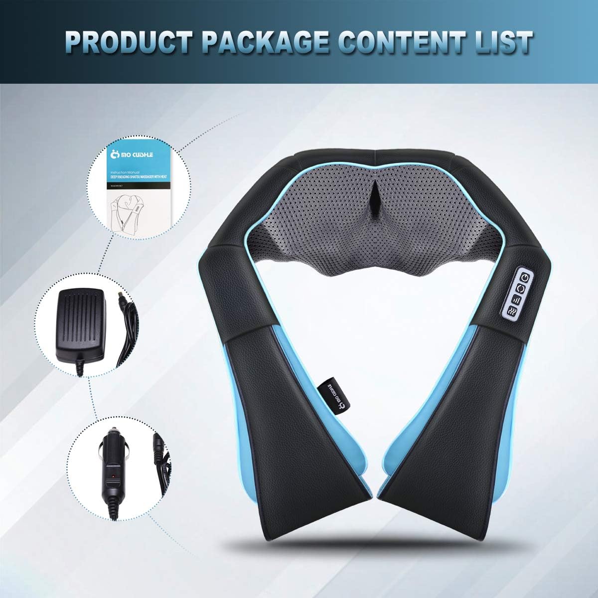 Mo Cuishle Shiatsu Back Shoulder and Neck Massager with Heat, Electric Deep Tissue 4D Kneading Massage, Best Gifts for Women Men Mom Dad, Fathers Day, Mothers Day, Christmas Gifts - Image 8