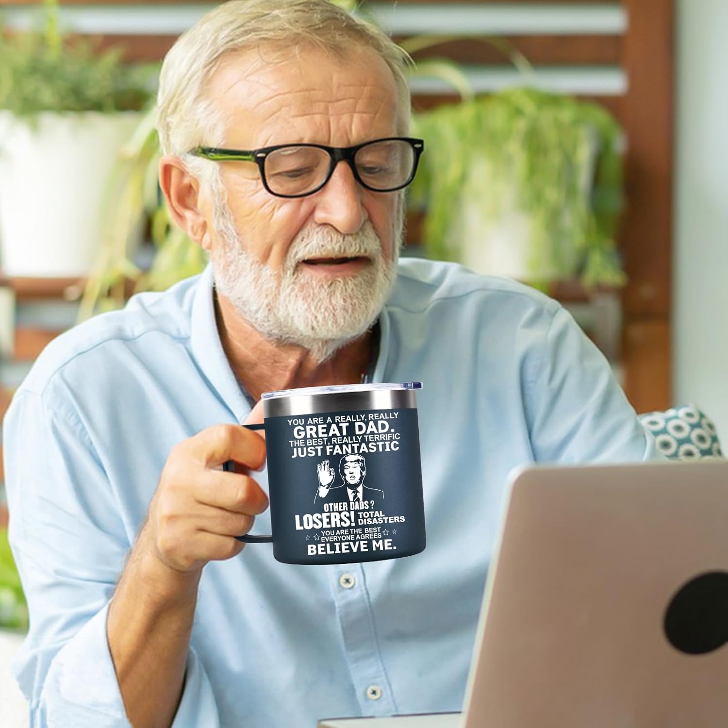 Christmas Funny Gifts for Dad Husband Men Him from Daughter Son Kids Wife - 14 OZ Coffee Mug - Fathers Day, Birthday, Retirement, Anniversary Gag Presents Ideas Stocking Stuffers for PaPa Step Dad - Image 7