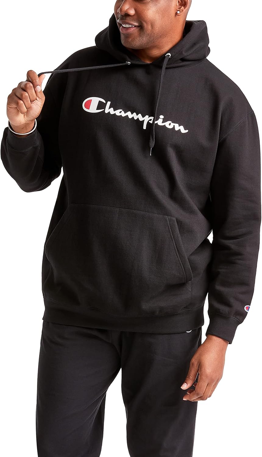 Champion Men's Fleece Script Logo Hoodie (Reg. Or Big & Tall) - Image 4