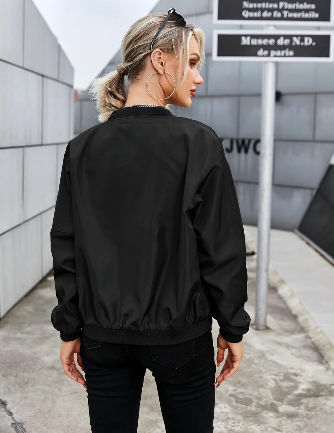 Zeagoo Women's Bomber Jacket Casual Coat Zip Up Spring Fall Clothes with Pockets S-XXL - Image 5
