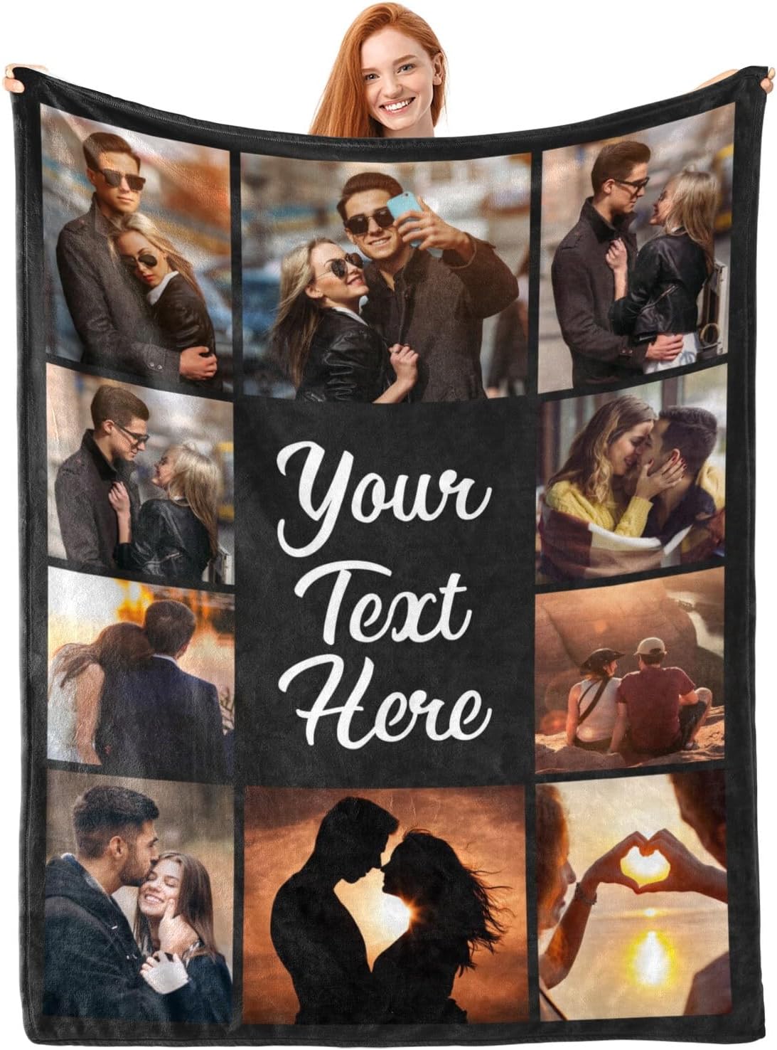 Custom Blanket Throws with Photos Text Personalized with Picture Customizable, Customize for Mom, Dad, Couple, Girlfriend, Boyfriend, Husband & Wife
