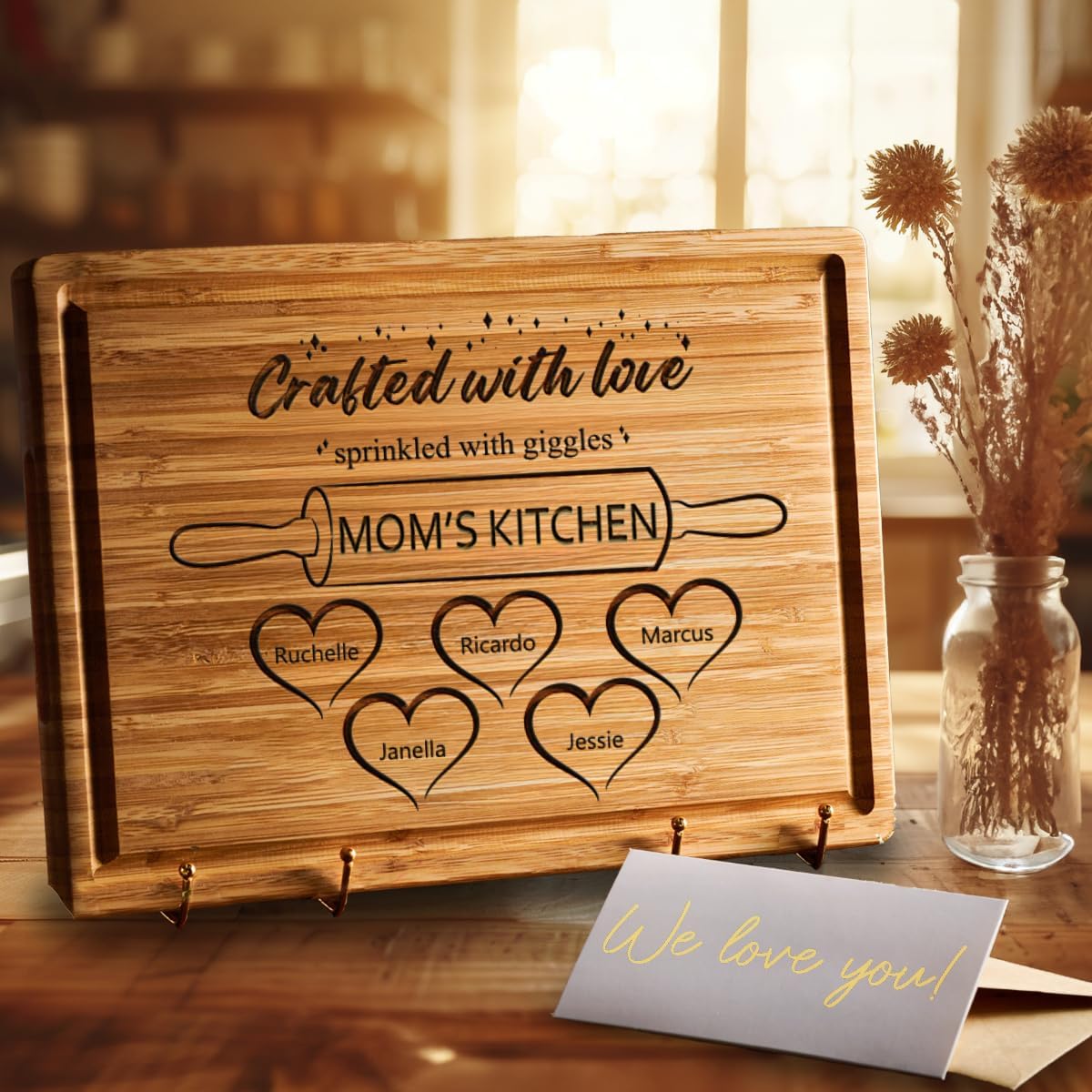 Personalized Mothers Day Gift for Grandma, Mom, Custom Cutting Board with Kids Names for Mom, Nana, Parents, Grandma's Kitchen, Customized Mom and Grandma Gift - Image 7