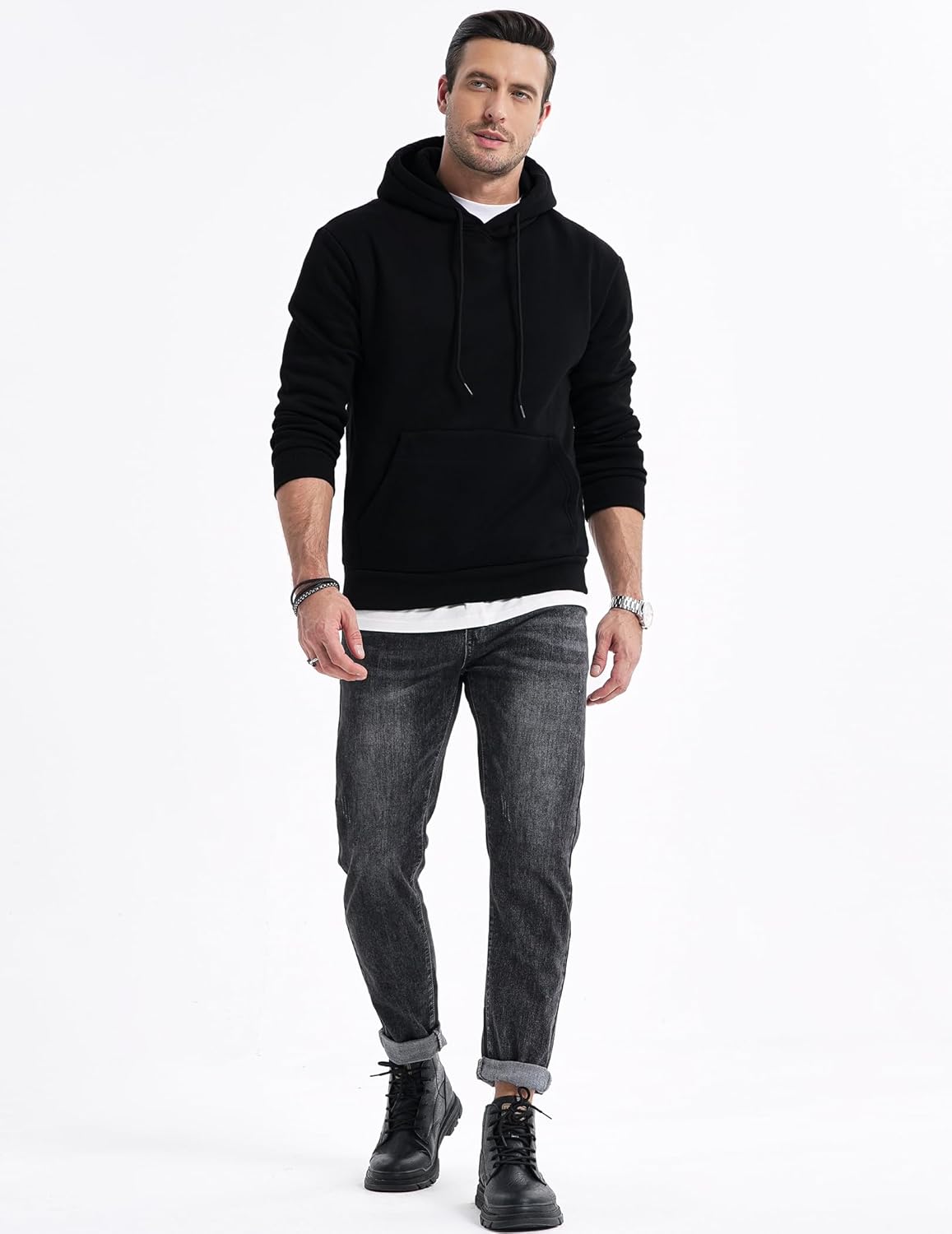 JMIERR Mens Casual Cotton Hooded Collar Drawstring Hoodies Pullover Sweatshirts Casual Long Sleeve Shirts - Image 9