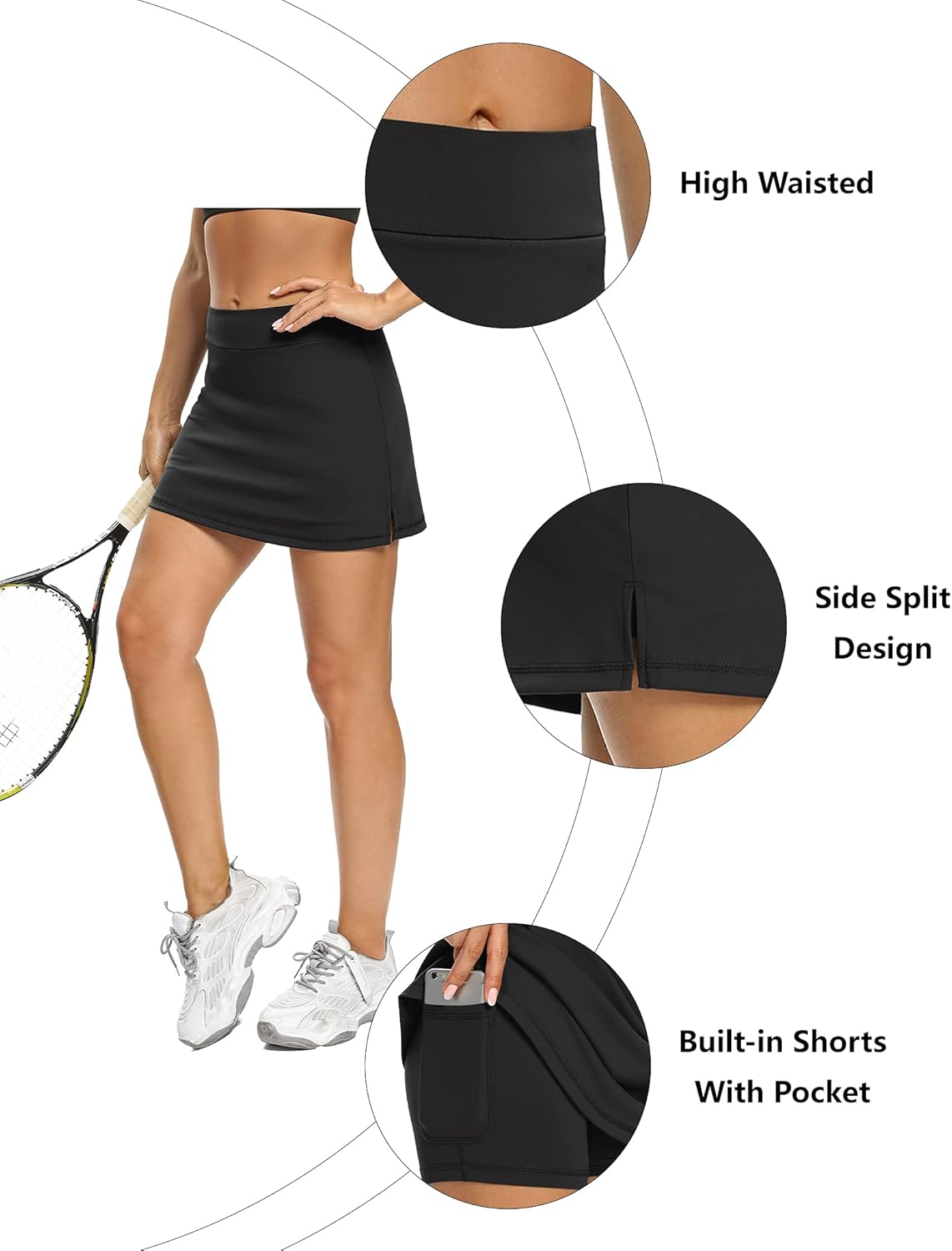 LouKeith Tennis Skirts for Women Golf Athletic Activewear Skorts Mini Summer Workout Running Shorts with Pockets - Image 3