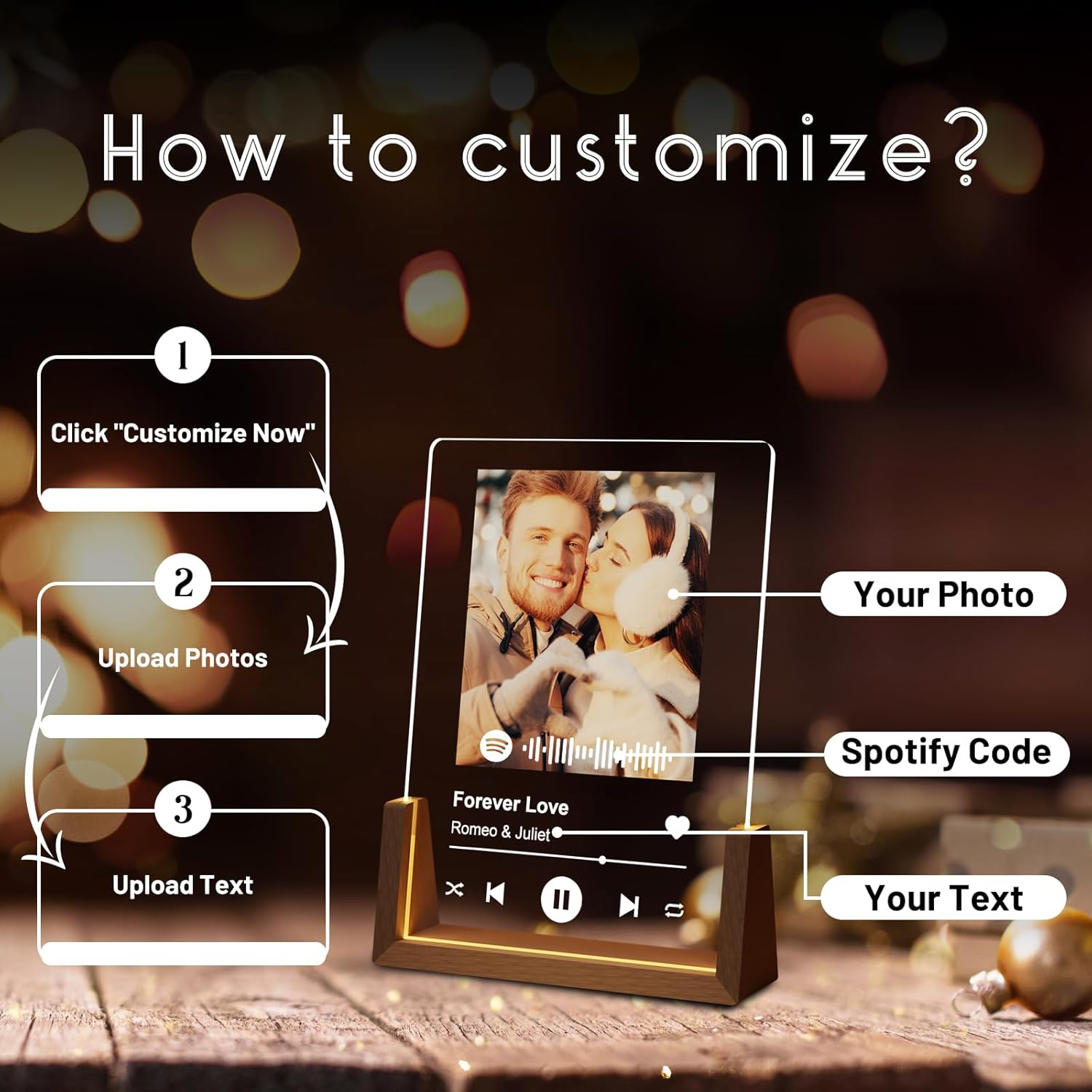 Spotify Decorative Plaque Personalized Gifts, Custom Gifts for Him Her, Customized Picture Frame for Boyfriend Girlfriend Couple Wife Women on Anniversary Birthday - Image 2