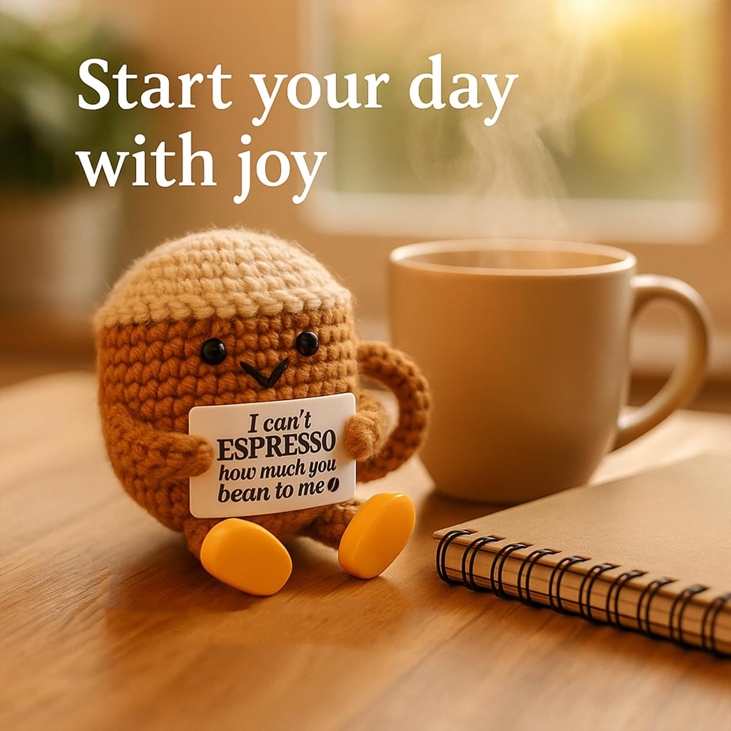 Christmas Stocking Stuffers Birthday Gifts for Women Men Positive Crochet Coffee Cup Desk Decor–Cute Coffee Lover Gift for Best Friend Girlfriend Couple Wife Husband Anniversary Thank You - Image 6