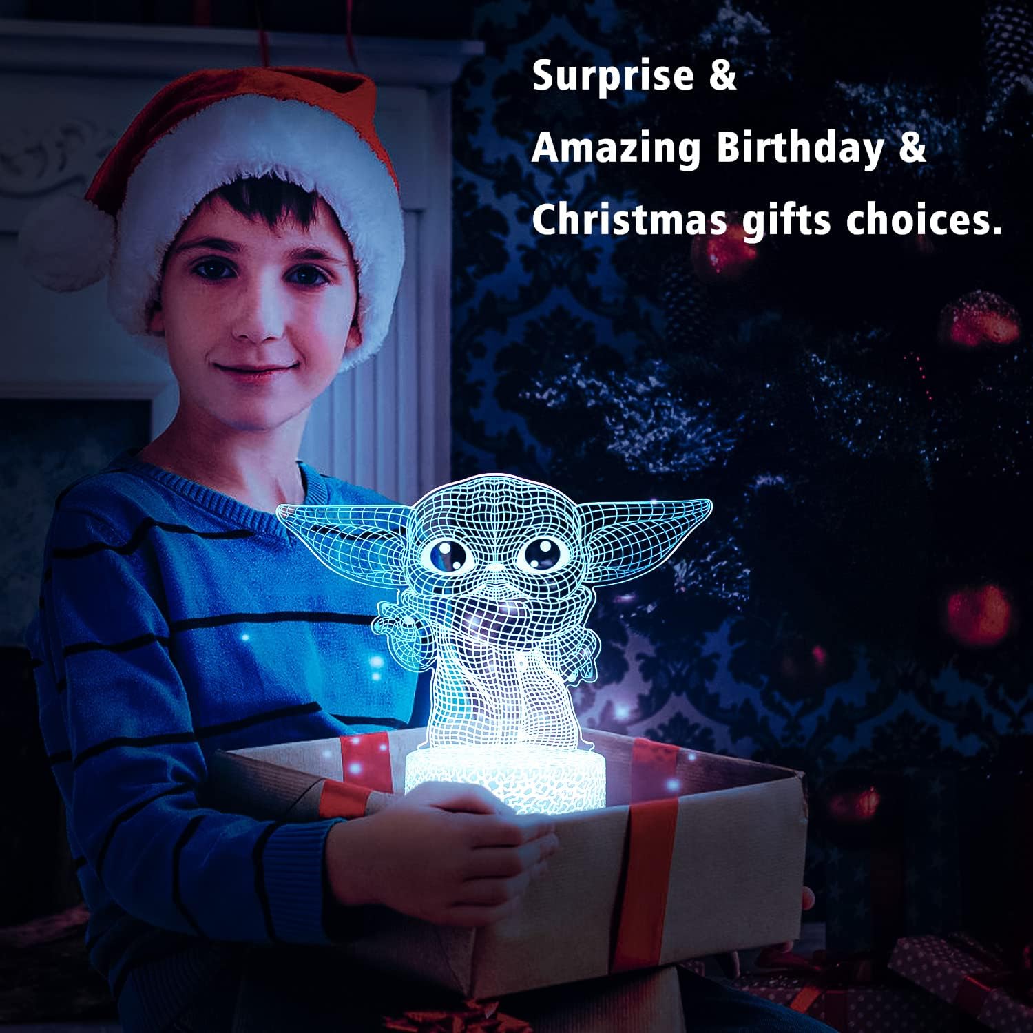 Star Wars 3D Night Light:Baby Yoda LED Lamp with Remote Control and Smart Touch, LED Desk Lamp Yoda Star Wars Lamp for Room Decor Boys Girls Birthday Christmas Festivals Gifts - Image 4