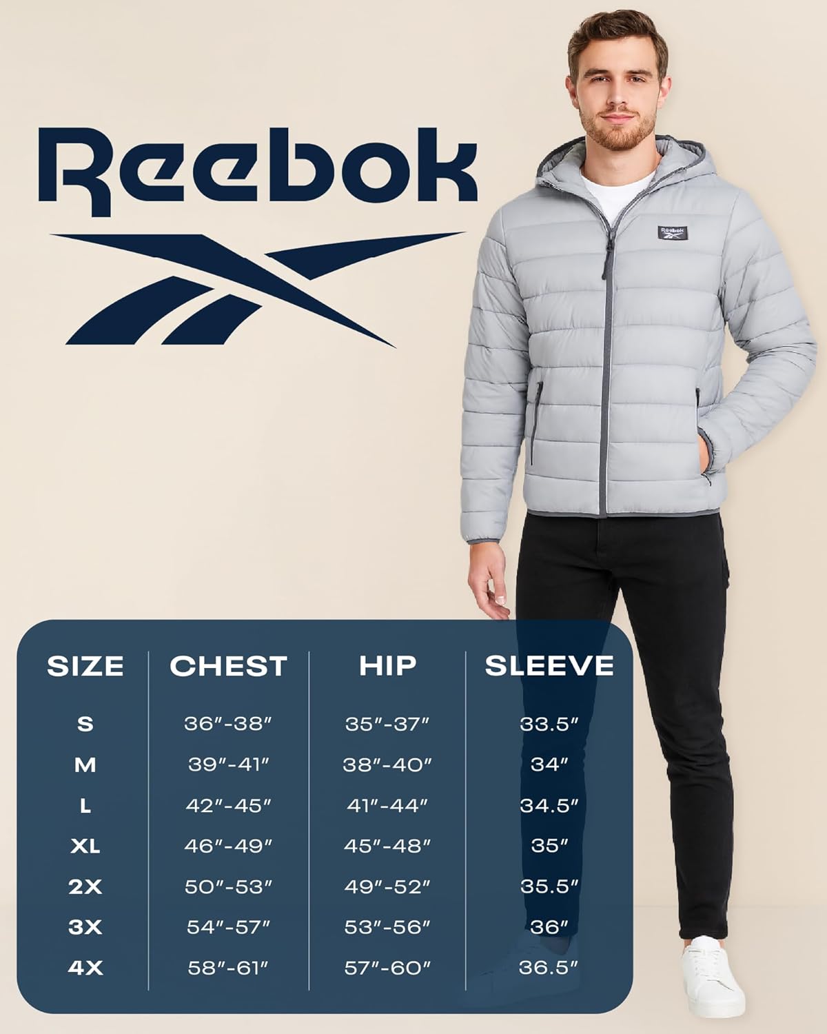 Reebok Mens Puffer Jacket - Lightweight Quilted Glacier Shield Plus Size Puffer Jackets for Men - Insulated Mens Winter Coats - Image 7