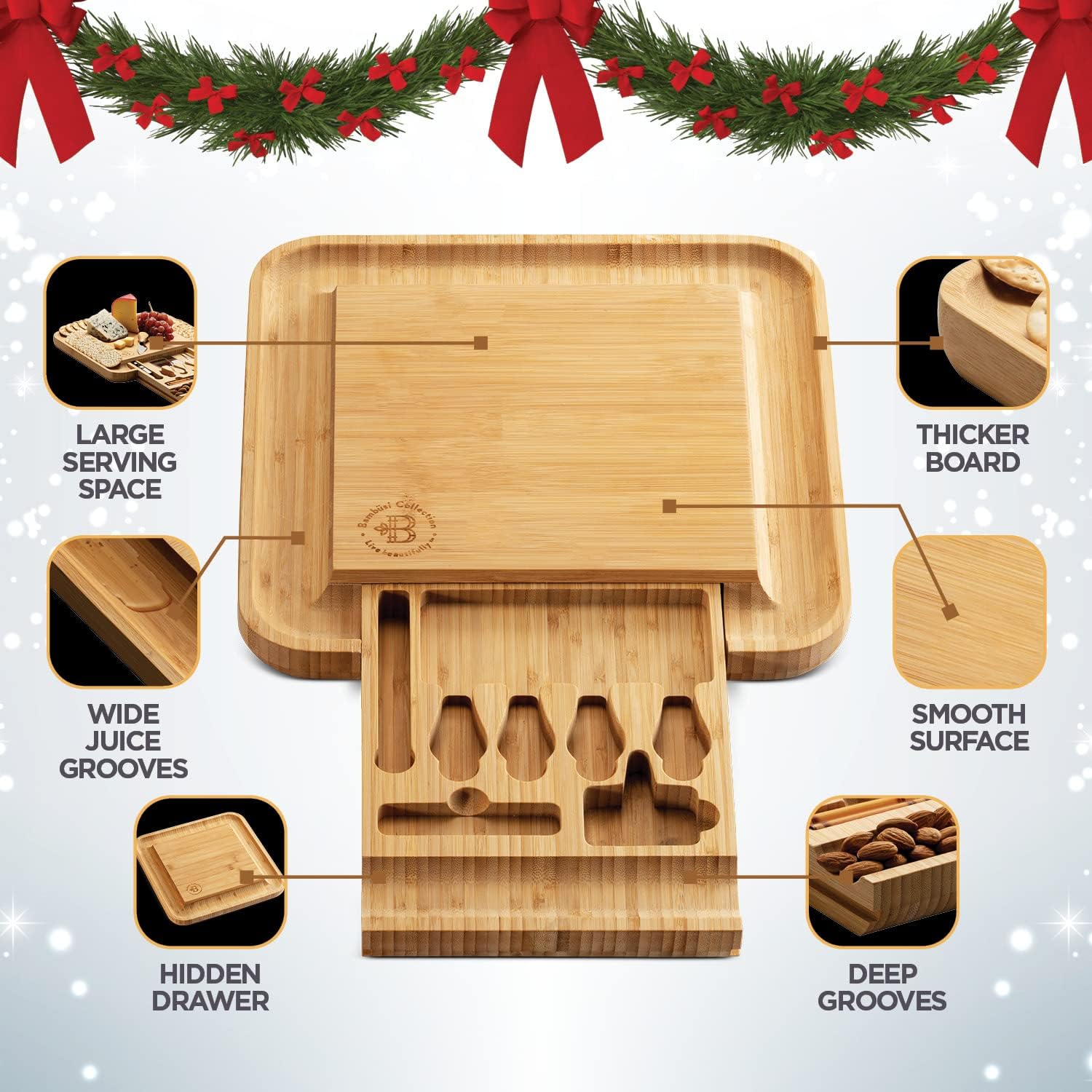 Charcuterie Board Gift Set - Bamboo Cheese Board and Knife Set - Housewarming Gifts for New Home, Wedding Gifts for Couples 2025, Bridal Shower Gifts, Birthday Gifts for Women - Image 2
