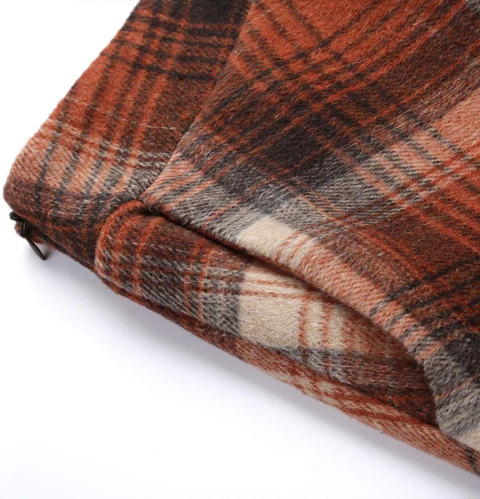 Long Plaid Wool Skirt for Womens Winter Fall Warm High Elastic Waist A line Flared Pleated Wool Tartan Skirts - Image 4
