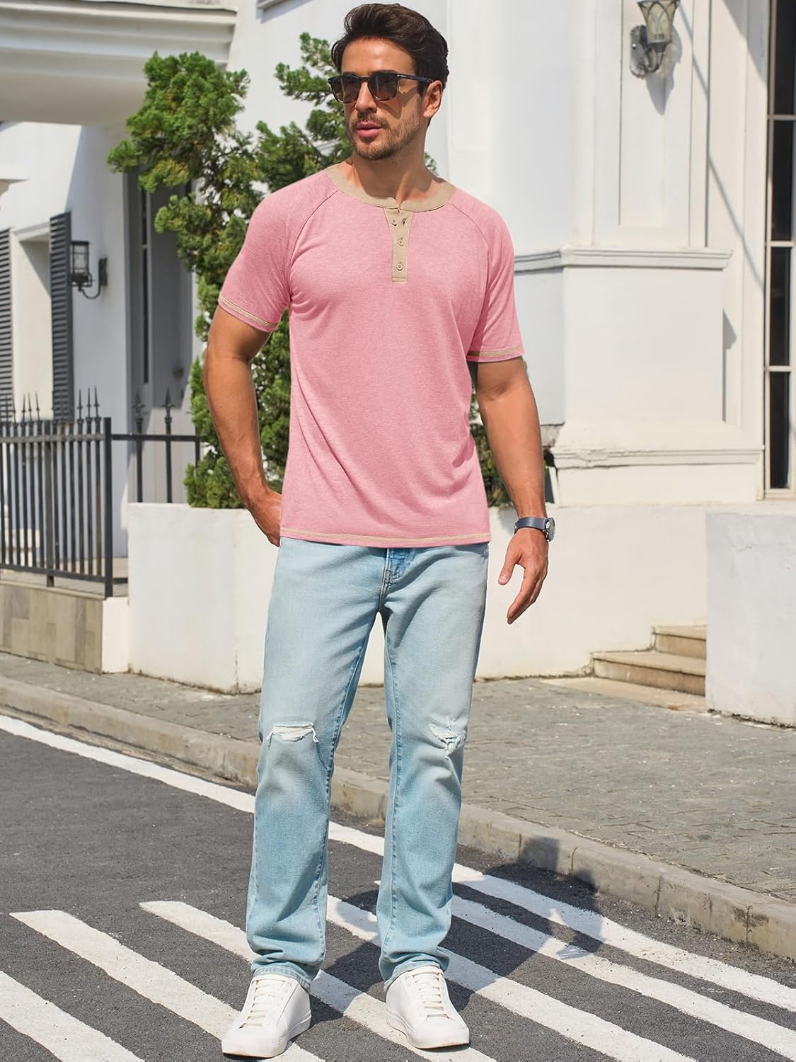 Makkrom Mens Henley Shirts Short Sleeve Casual Summer Basic T Shirts Button Vintage Lightweight Tee Tops - Image 4