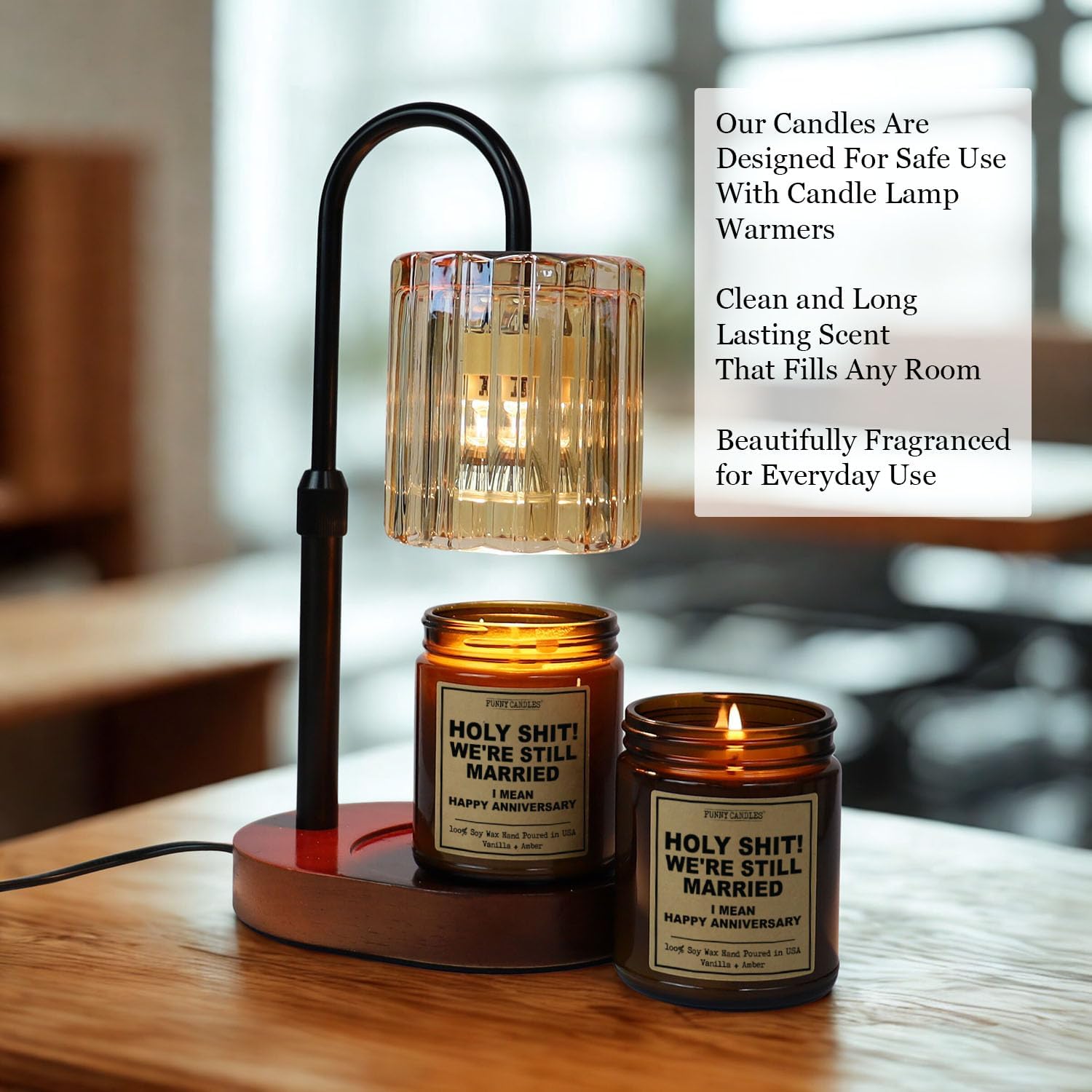 Funny Anniversary Candle Gift for Her, Him - We're Still Married -Funny Anniversary Present for Husband, Wife, Couple - Vanilla Sandalwood Scented Soy Candle in 9 oz. Amber Jar, Gift Box Included - Image 4