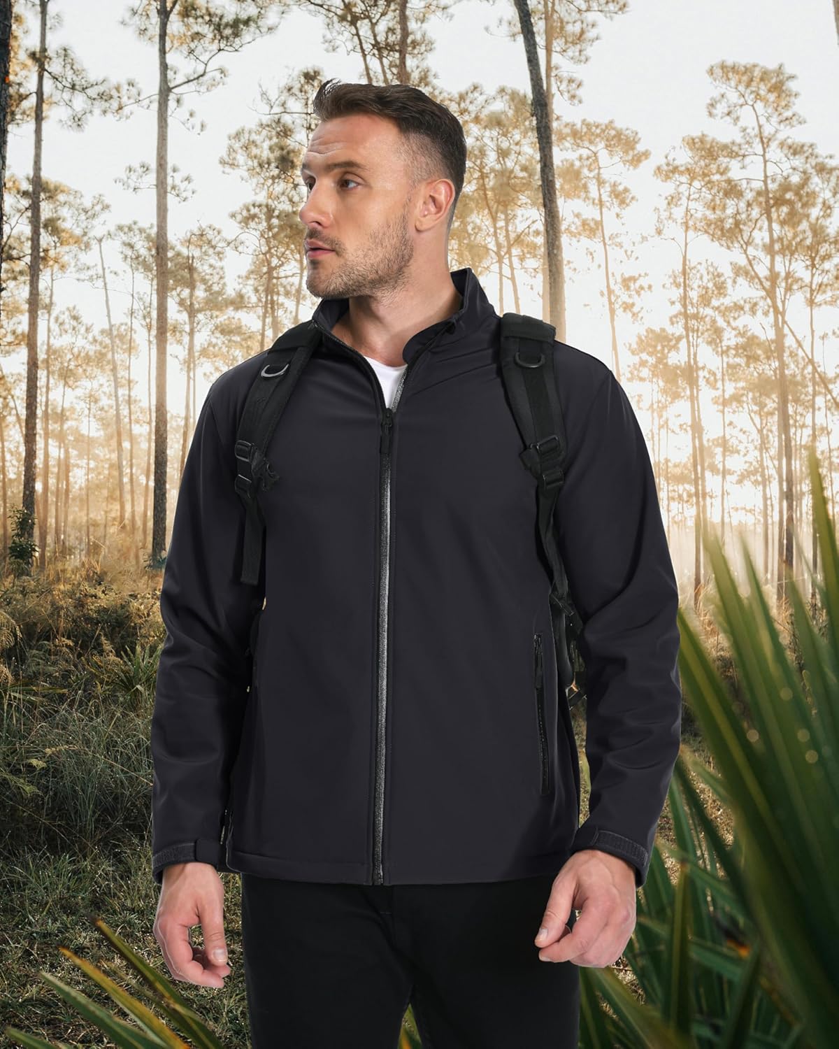 MAGCOMSEN Men's Fleece Lined Softshell Jacket Lightweight Waterproof Windbreaker Zip Up Winter Rain Coat Tactical Hiking - Image 7