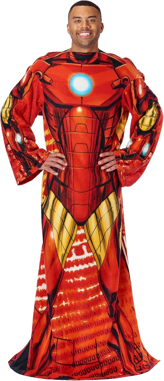 Northwest Iron Man Full Body Player Comfy Throw Blanket with Sleeves, 48" x 71", Being Iron Man