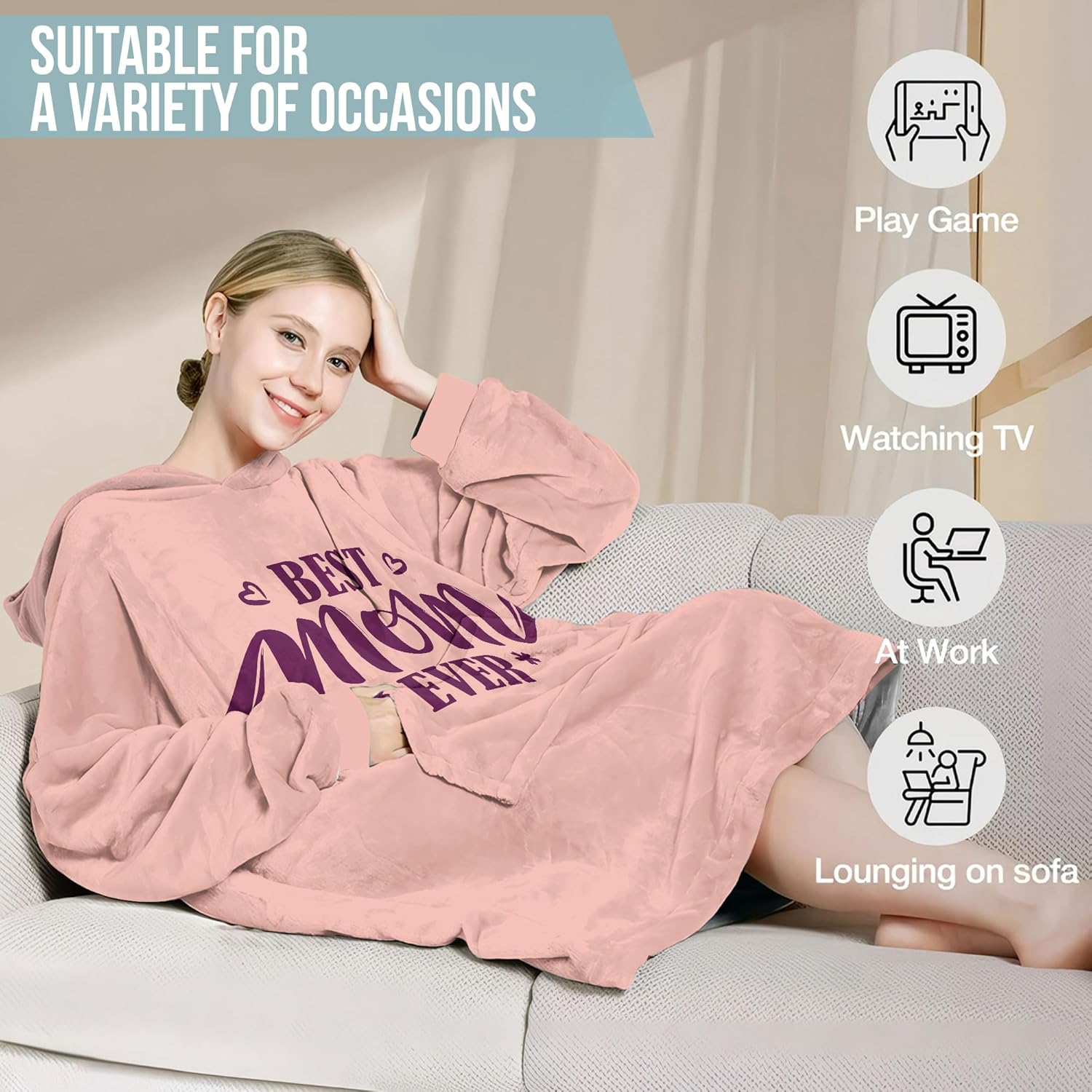 Wearable Blanket Hoodie For Mom Wife Best Ever Hoodie- Christmas Gift From Husband Daughter Anniversary Birthday - Image 4
