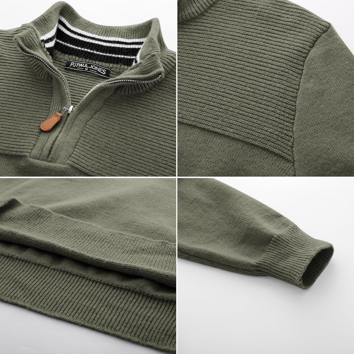 PJ PAUL JONES Men's Quarter Zip Sweater Slim Fit Casual Pullover Sweater Mock Neck Polo Sweaters - Image 5