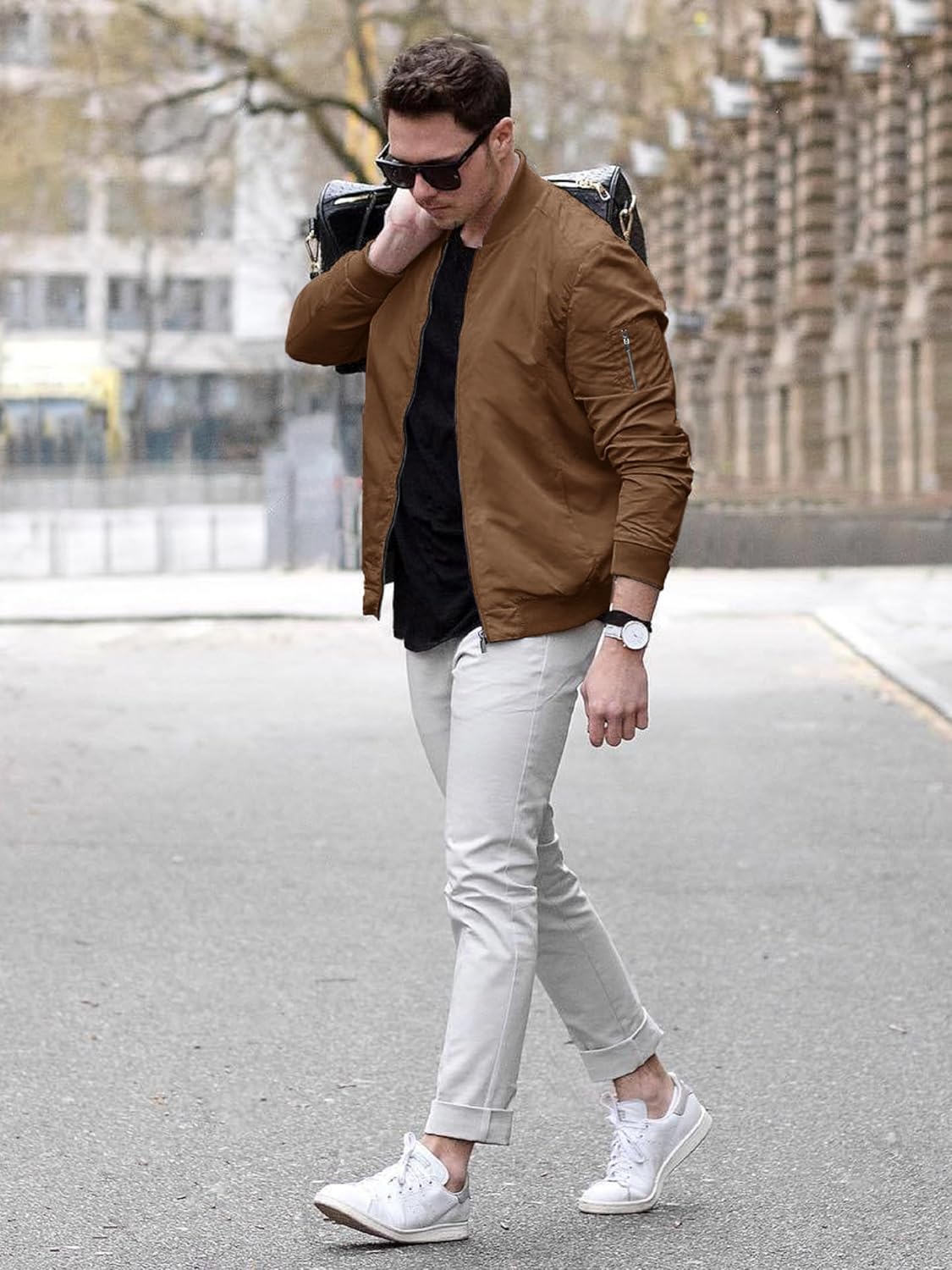 TACVASEN Men's Bomber Jacket Lightweight Casual Spring Fall Windbreaker Zip Up Coat with Pocket - Image 4
